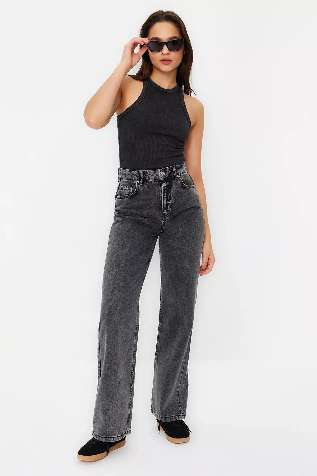 Grey Faded Effect Ribbed Knitted Undershirt, Anthracite, medium