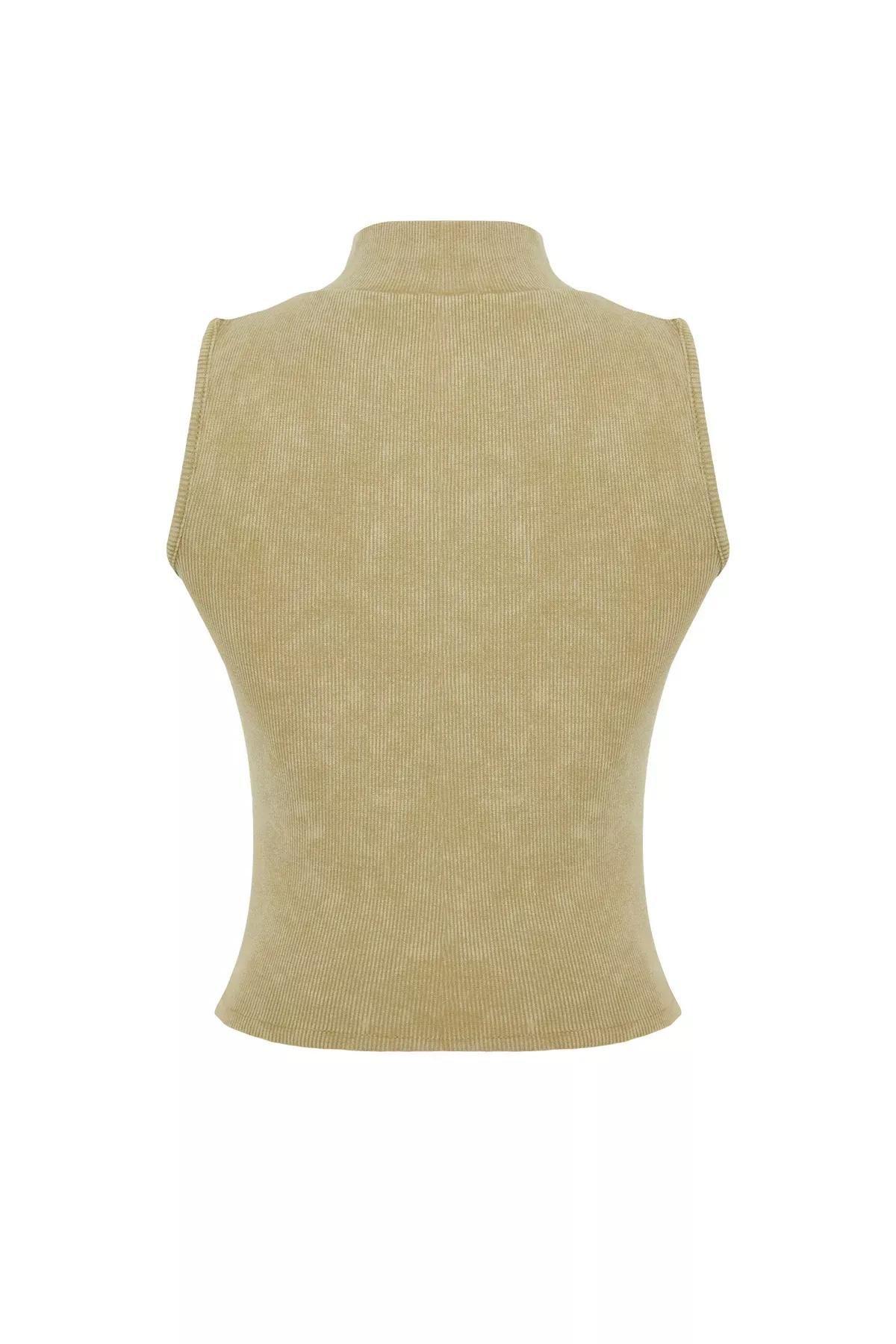 بلوزة مُحاكة من قماش مرن، كاكي, Khaki, large image number 6