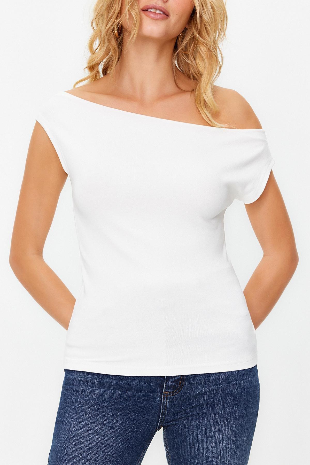 Ecru Stretchy Knitted Blouse, , large image number 3