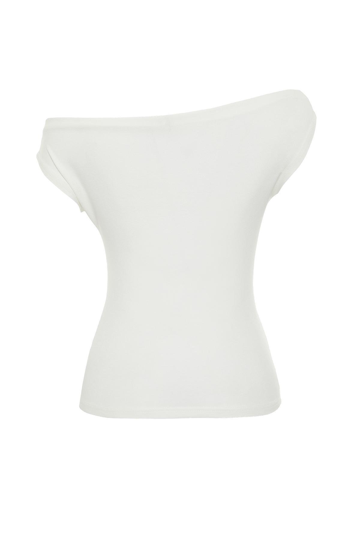 Ecru Stretchy Knitted Blouse, , large image number 6