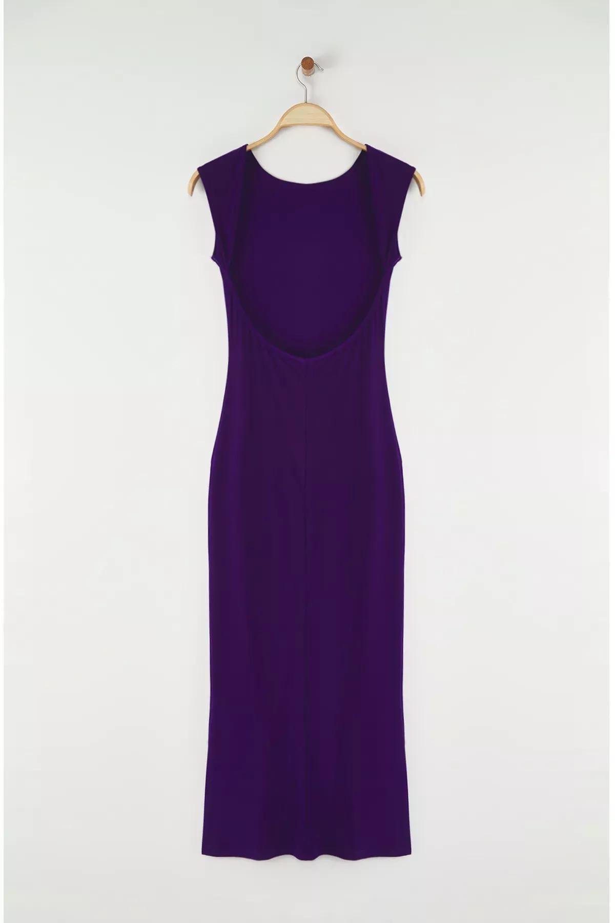 Purple Backless Maxi Pencil Dress, , large image number 1