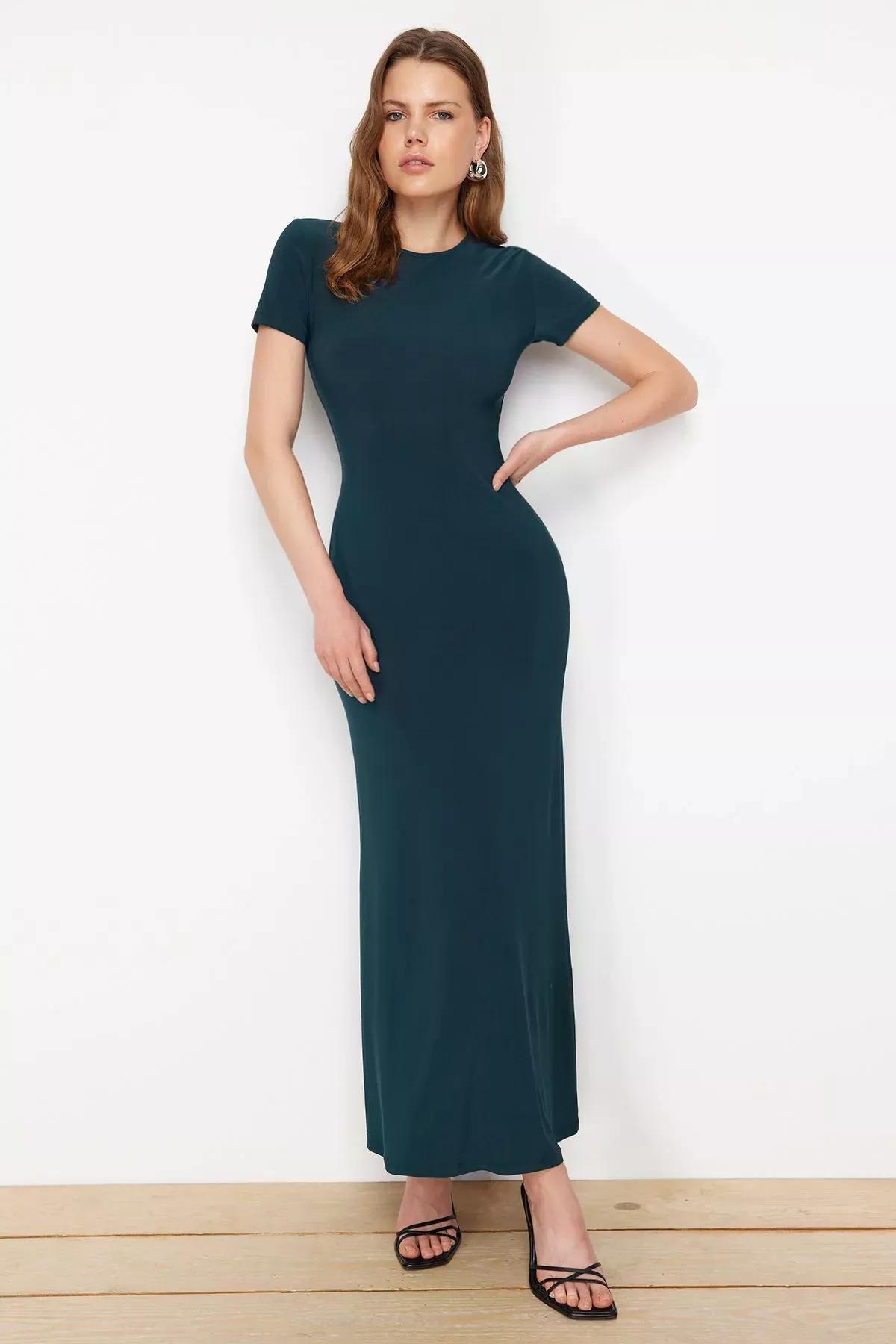 Green Short Sleeve Dress, C101_1583, large image number 3
