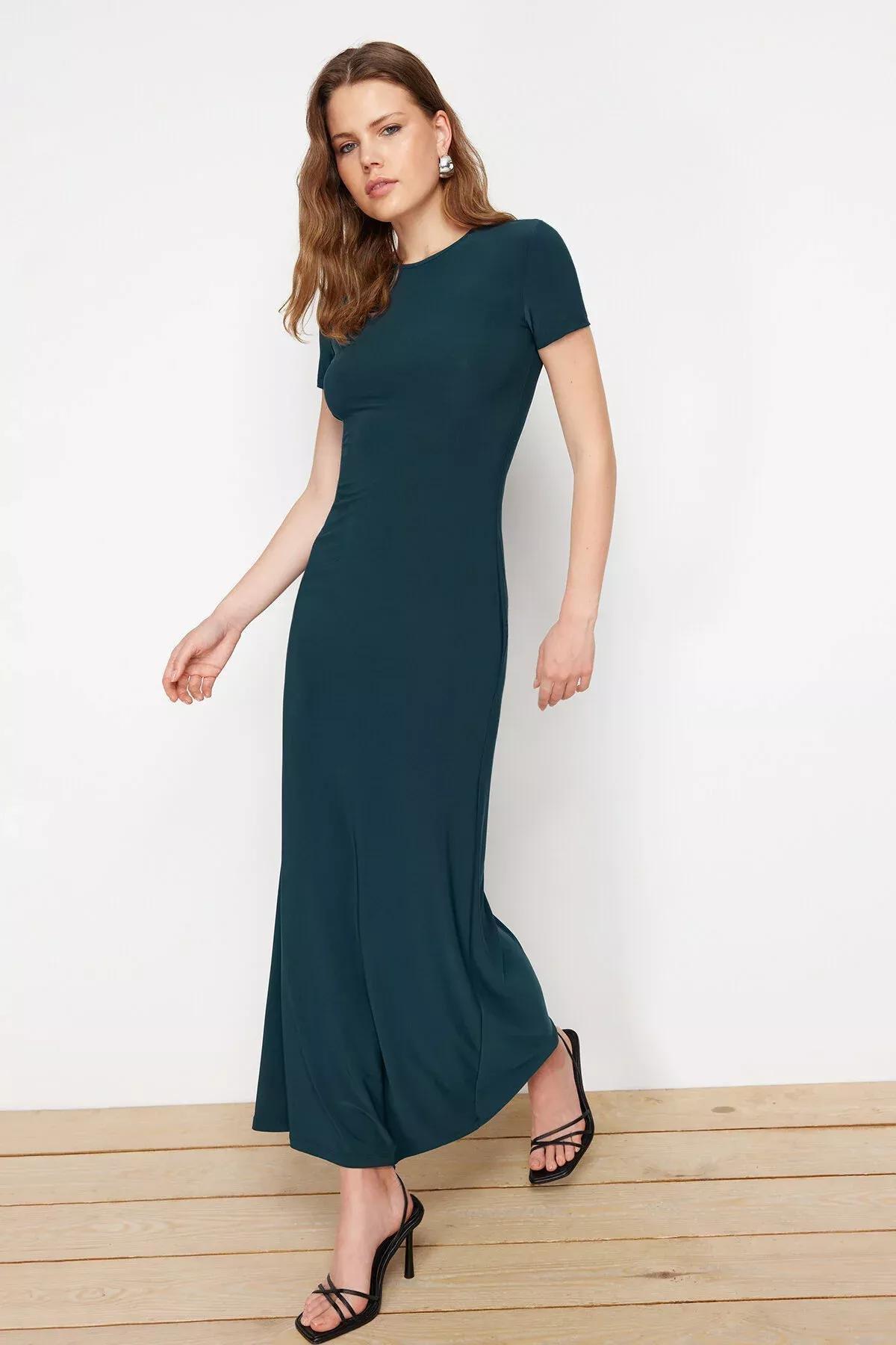Green Short Sleeve Dress, C101_1583, large image number 4