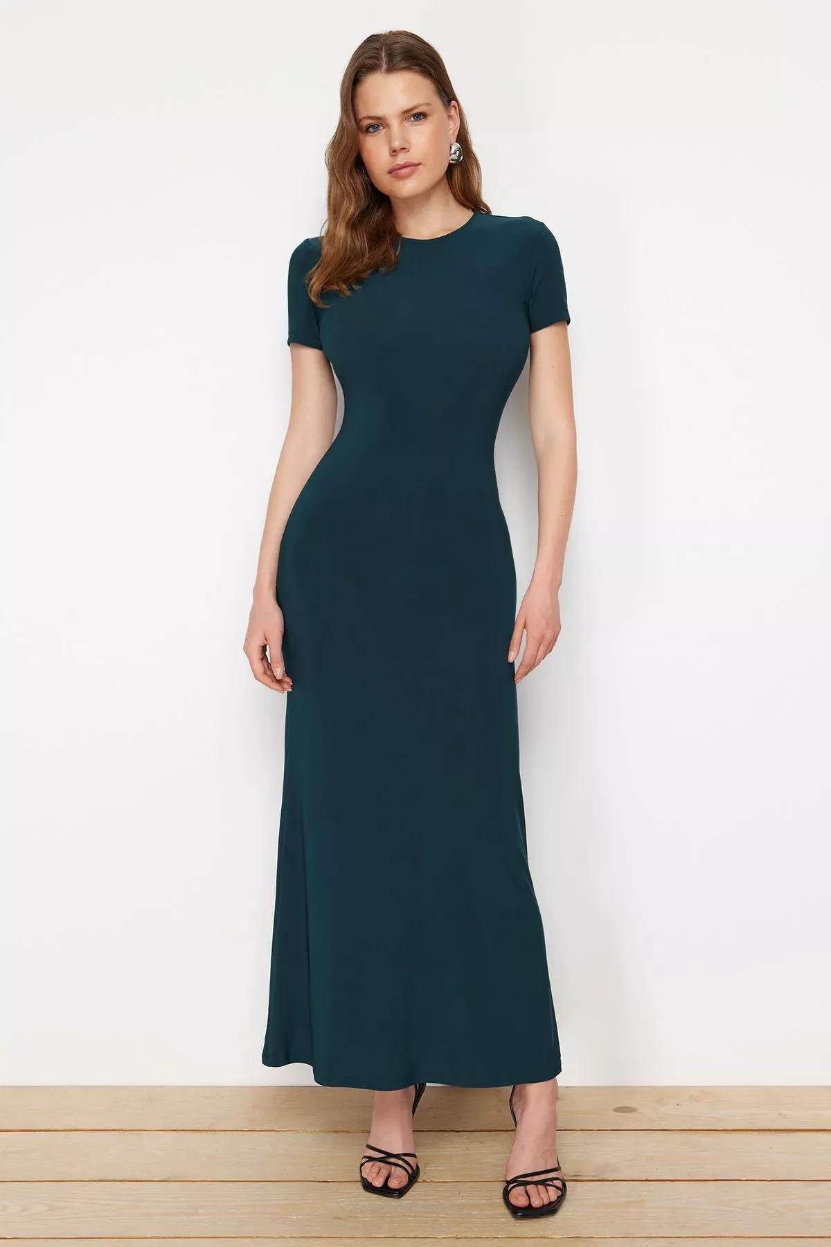 Green Short Sleeve Dress, C101_1583, large image number 5