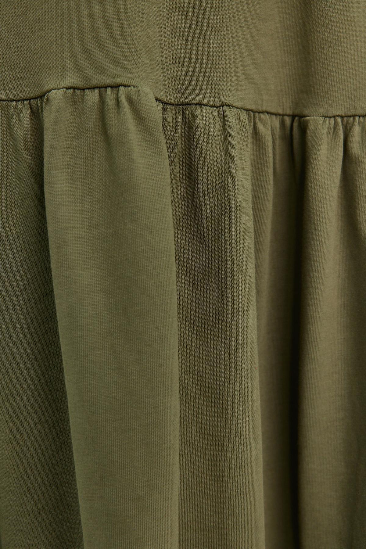 Khaki Ruffled Maxi Knitted Dress, , large image number 3