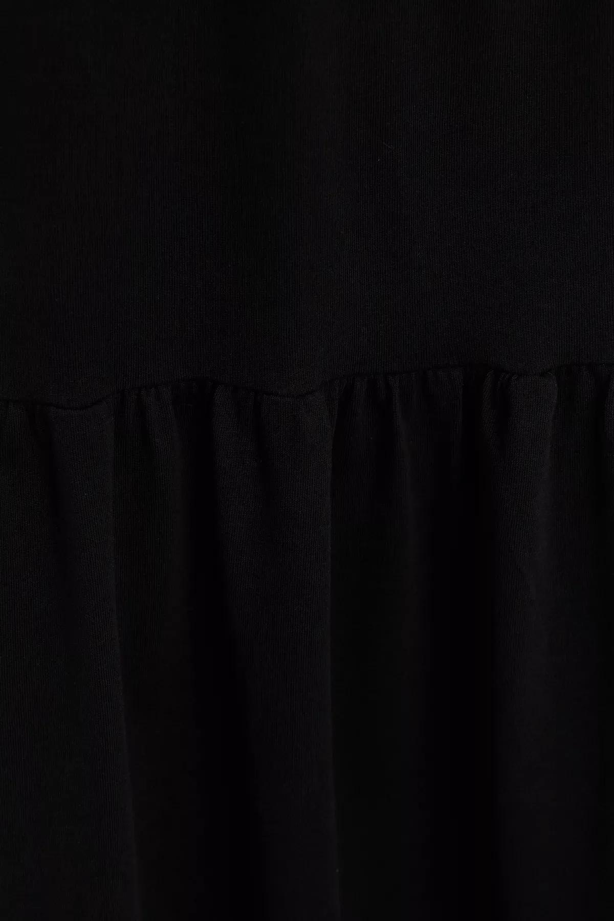 Black Crew Neck Knitted Dress, BLACK, large image number 4