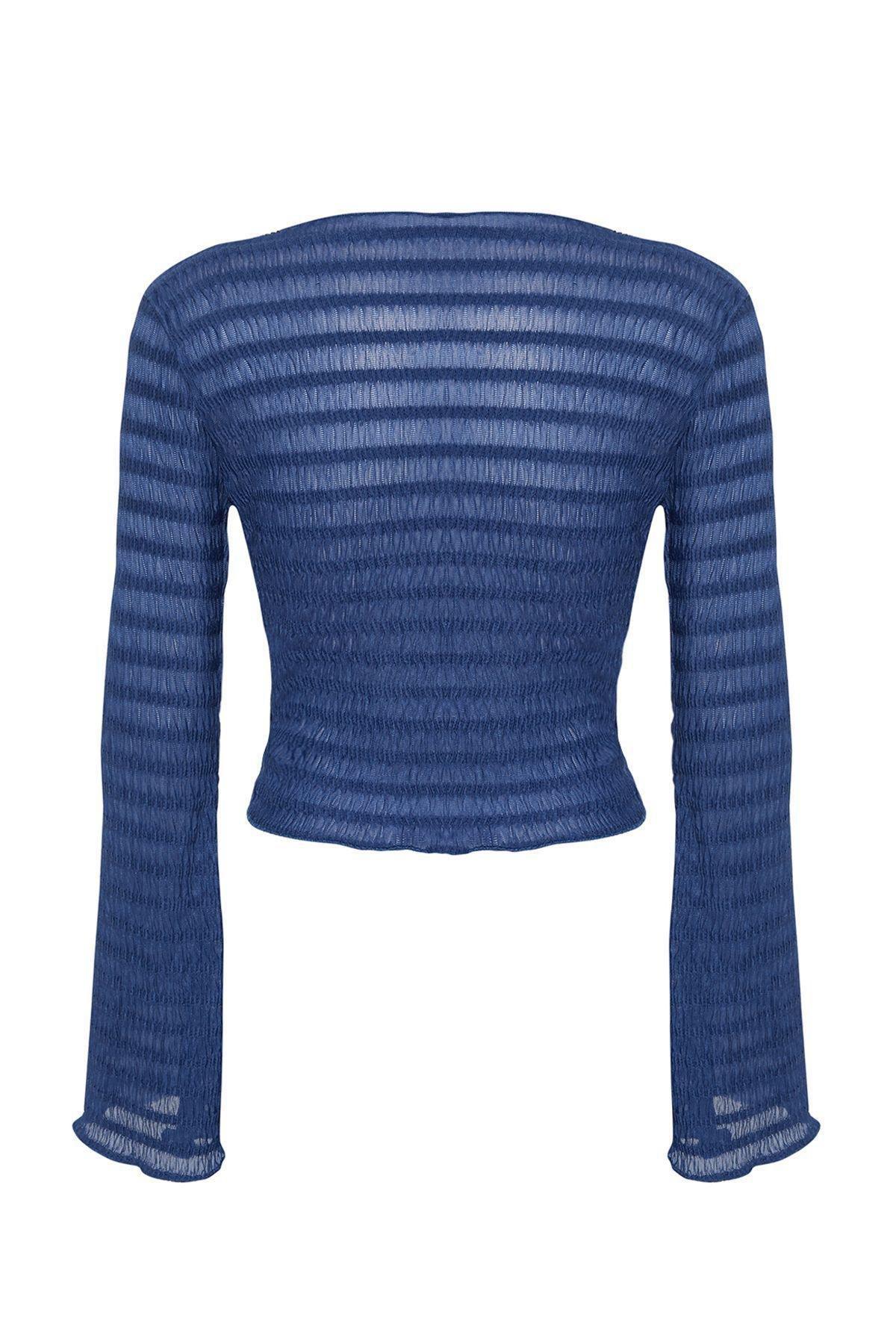 Indigo Knot Tie Front Blouse, , large image number 6