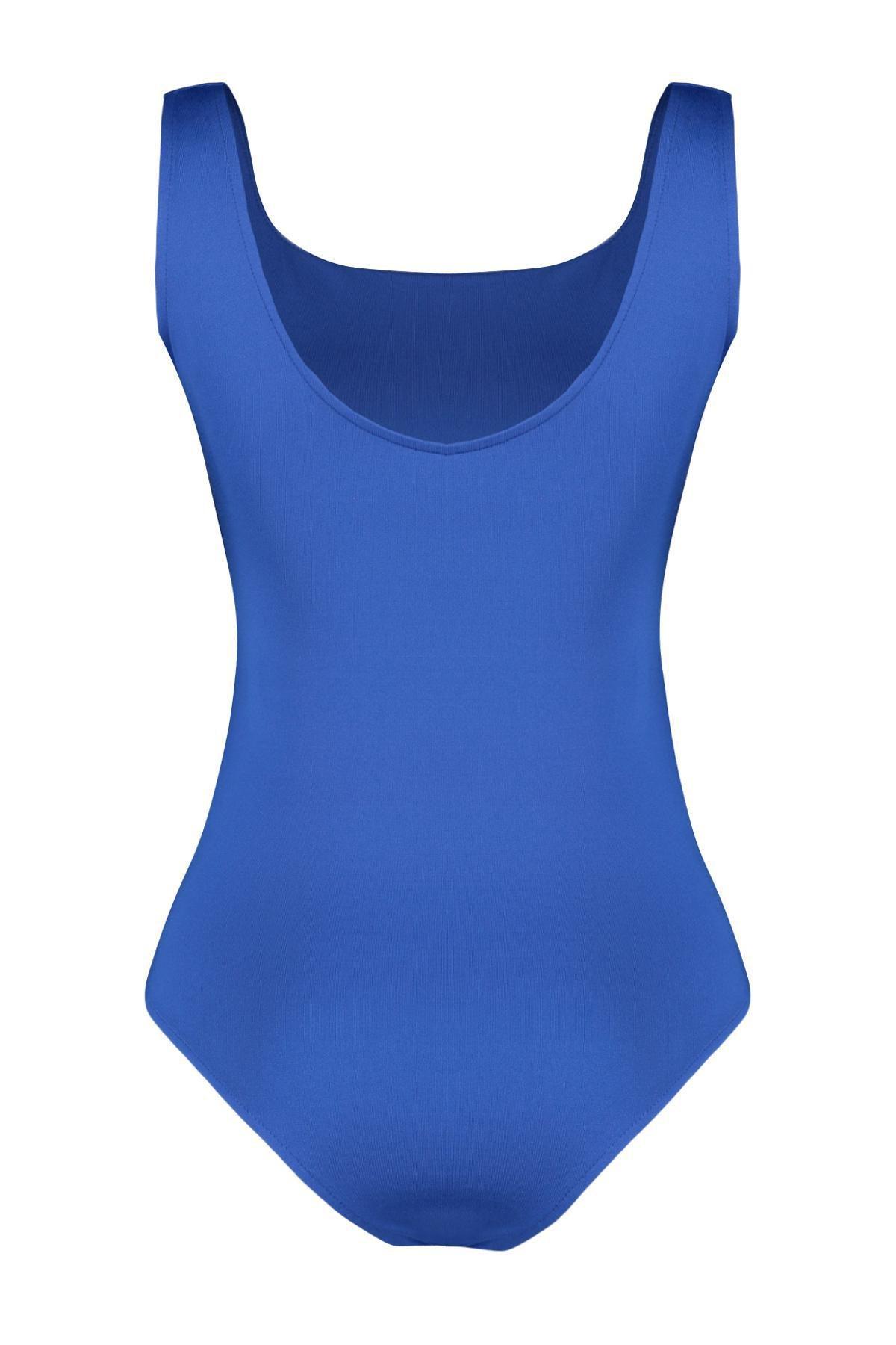 Blue Square Neck Knitted Bodysuit, , large image number 6