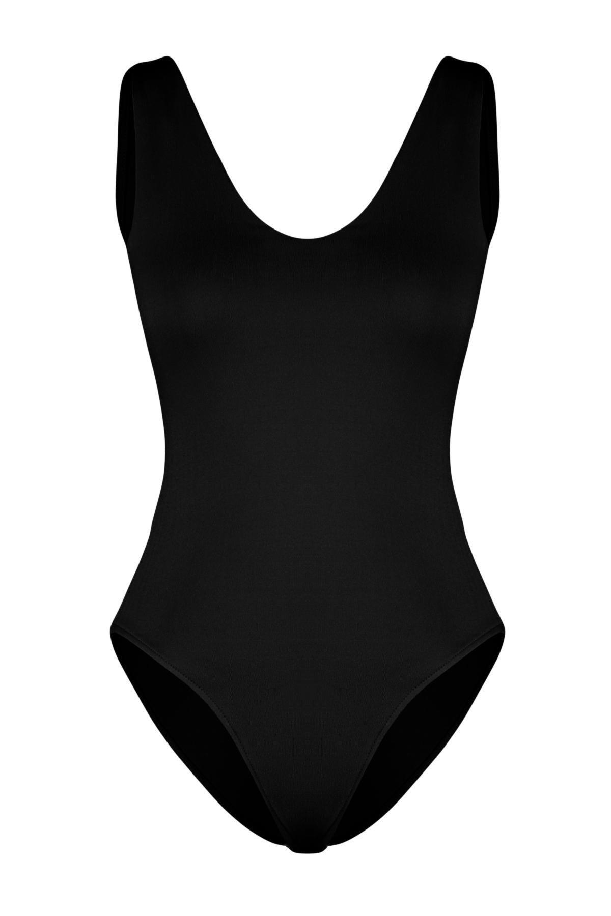 Black V-Neck Snap Knitted Bodysuit, , large image number 5