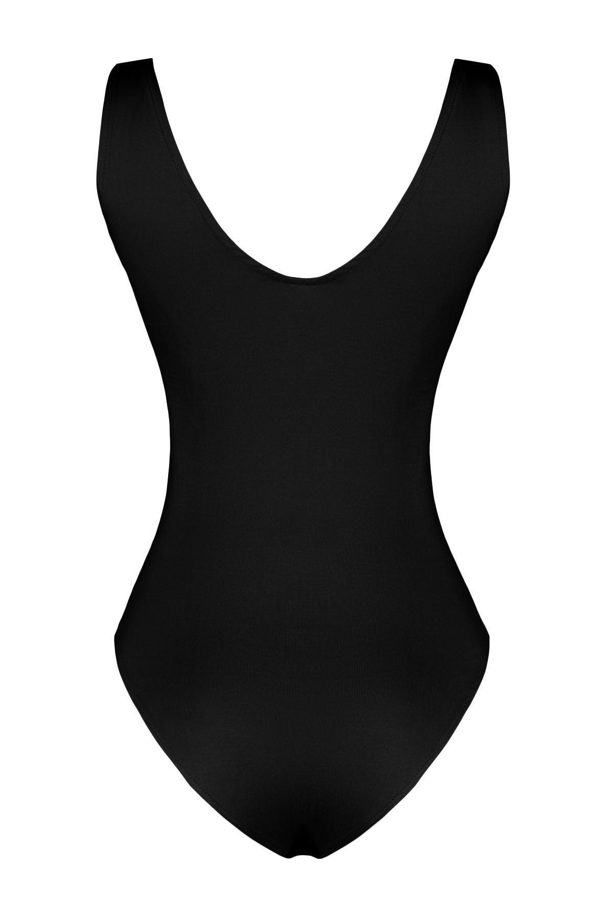 Black V-Neck Snap Knitted Bodysuit, , large image number 6