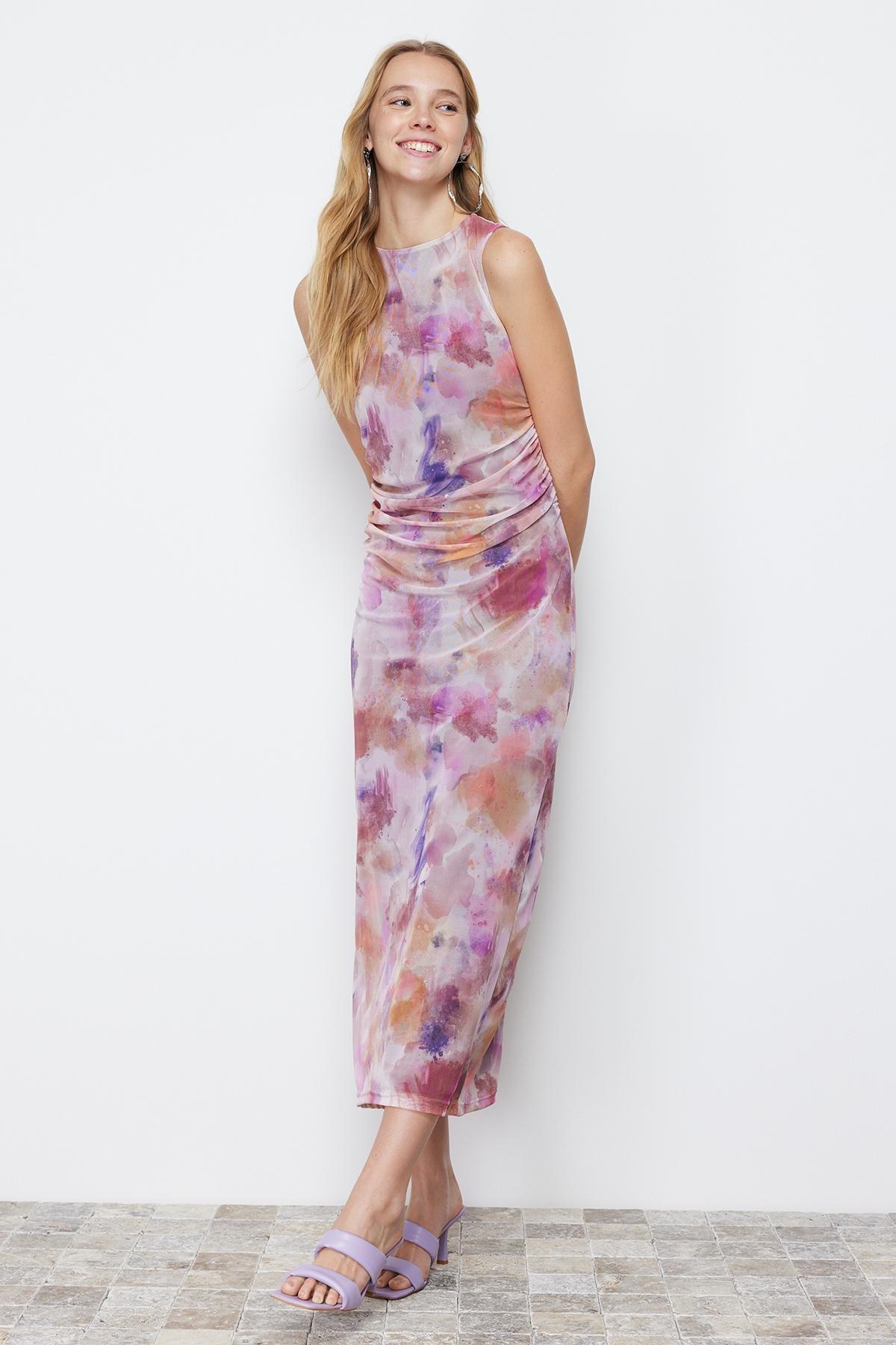 Lilac Tulle Knitted Maxi Dress, , large image number 0