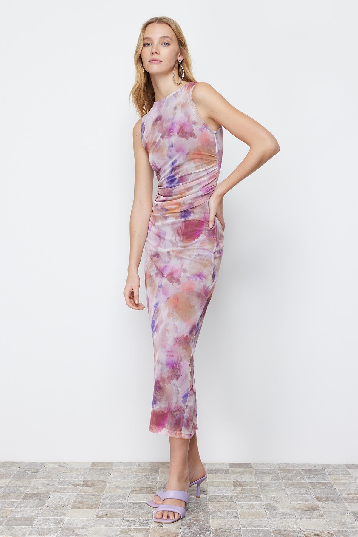 Lilac Tulle Knitted Maxi Dress, , large image number 1