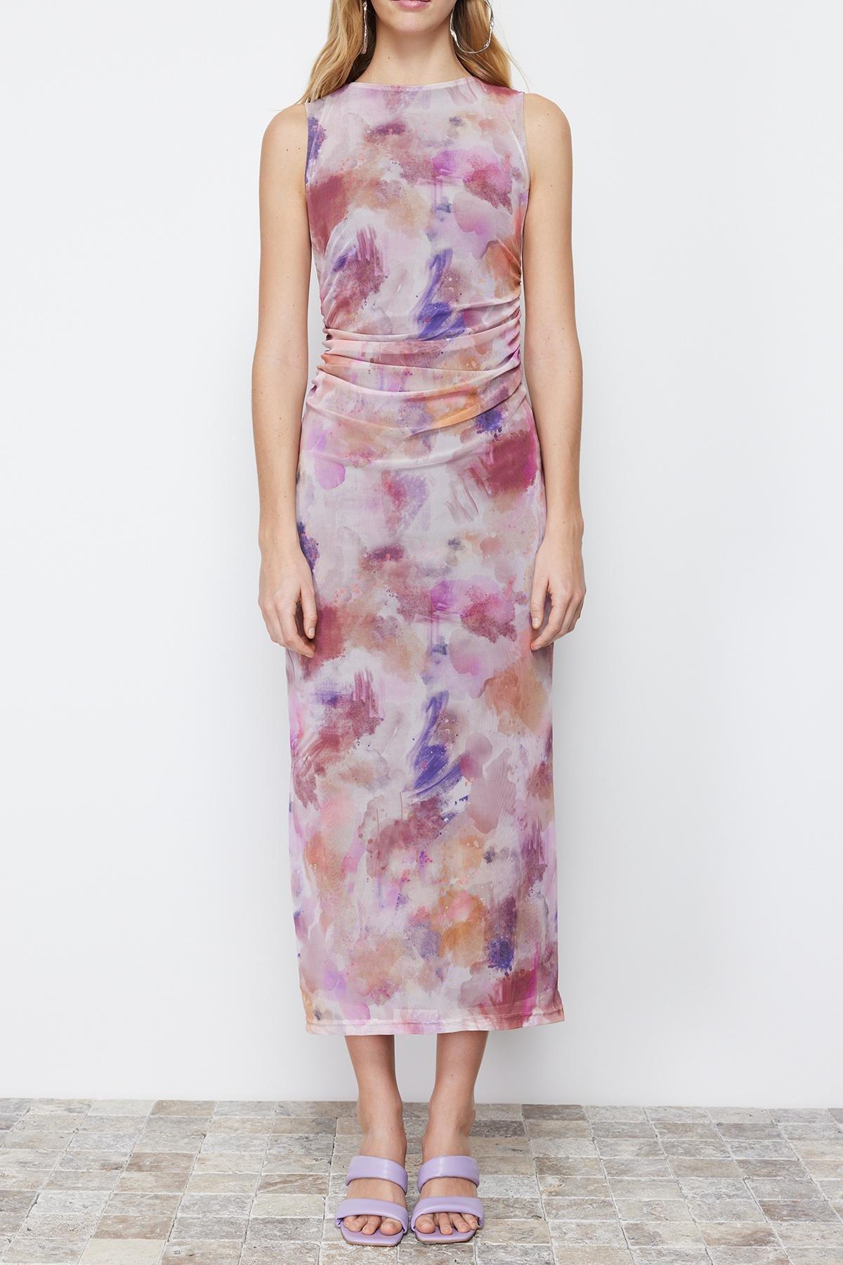 Lilac Tulle Knitted Maxi Dress, , large image number 3