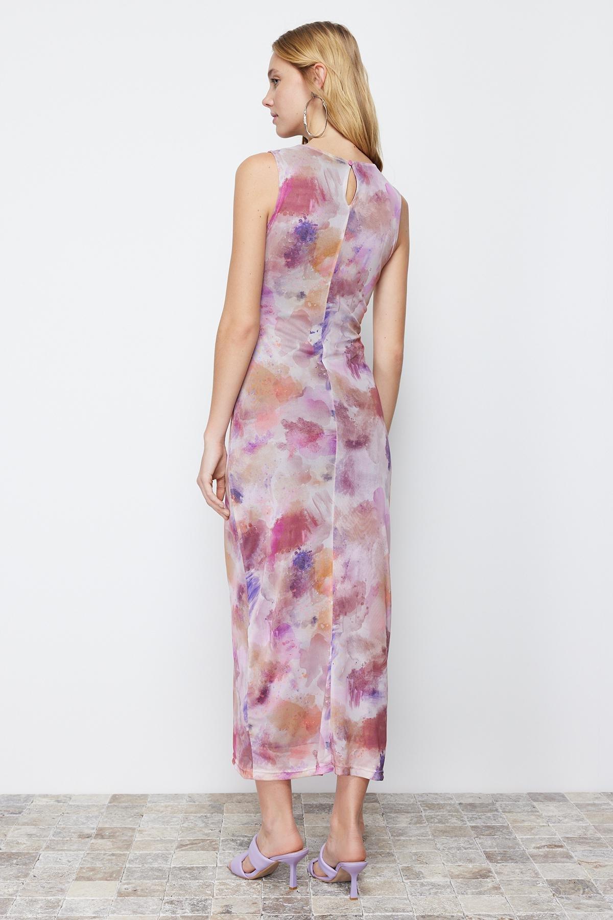 Lilac Tulle Knitted Maxi Dress, , large image number 4