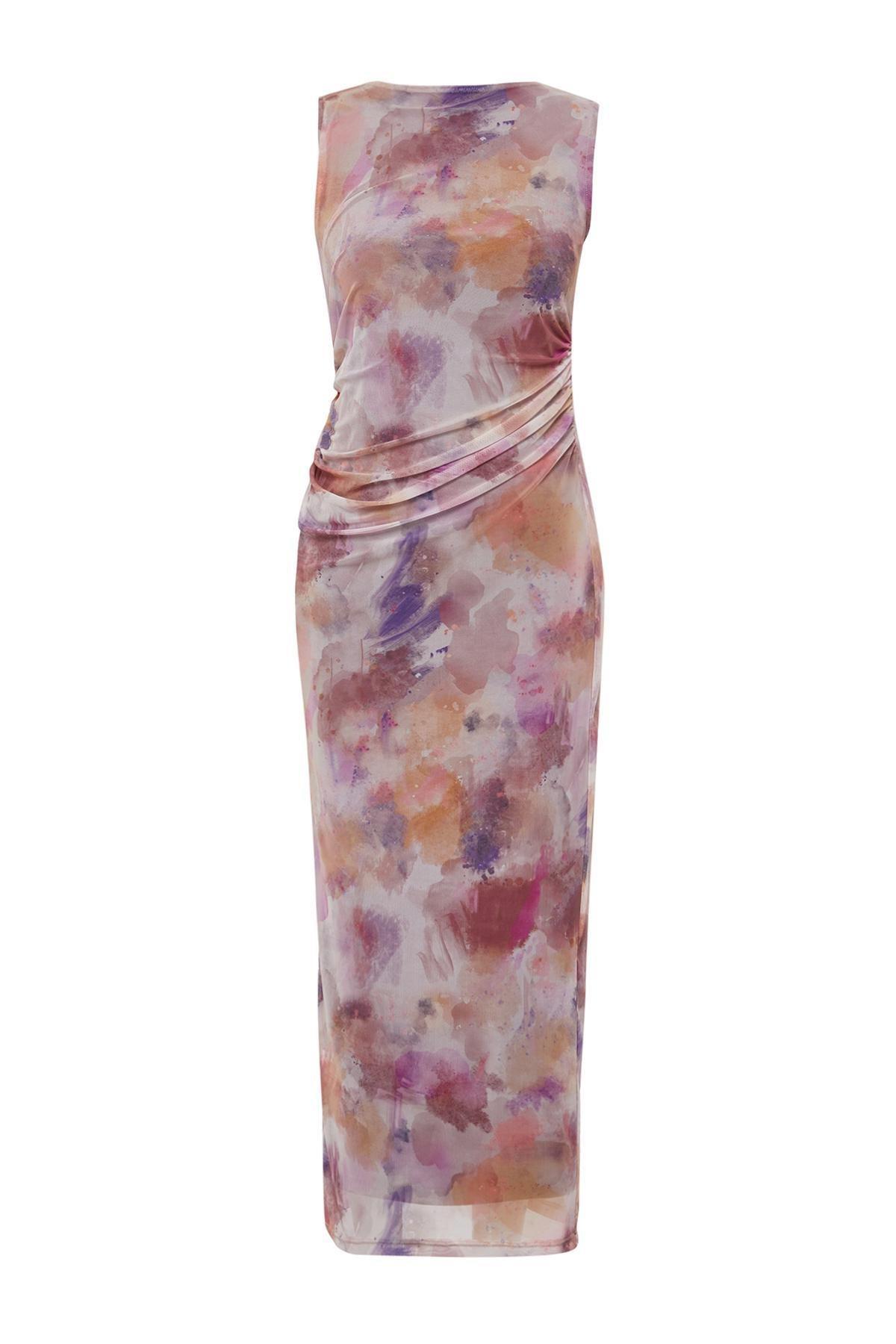 Lilac Tulle Knitted Maxi Dress, , large image number 6