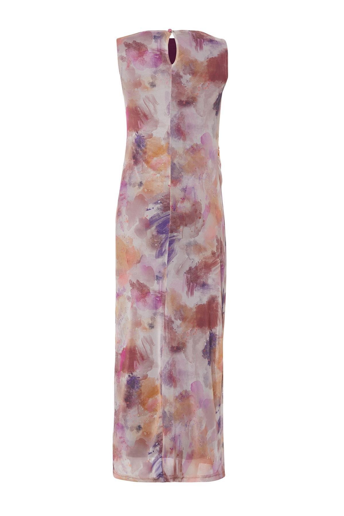 Lilac Tulle Knitted Maxi Dress, , large image number 7