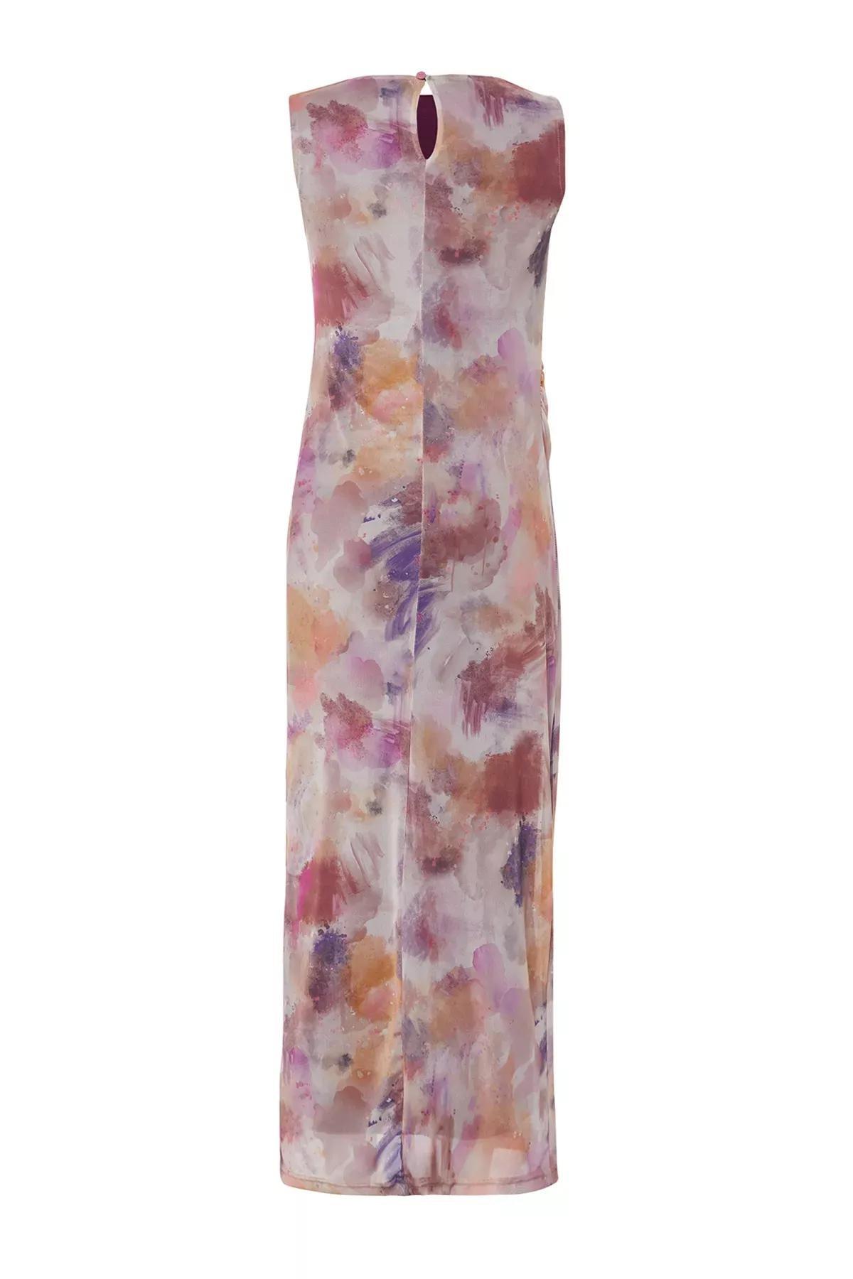 Lilac Tulle Knitted Maxi Dress, Lilac, large image number 7