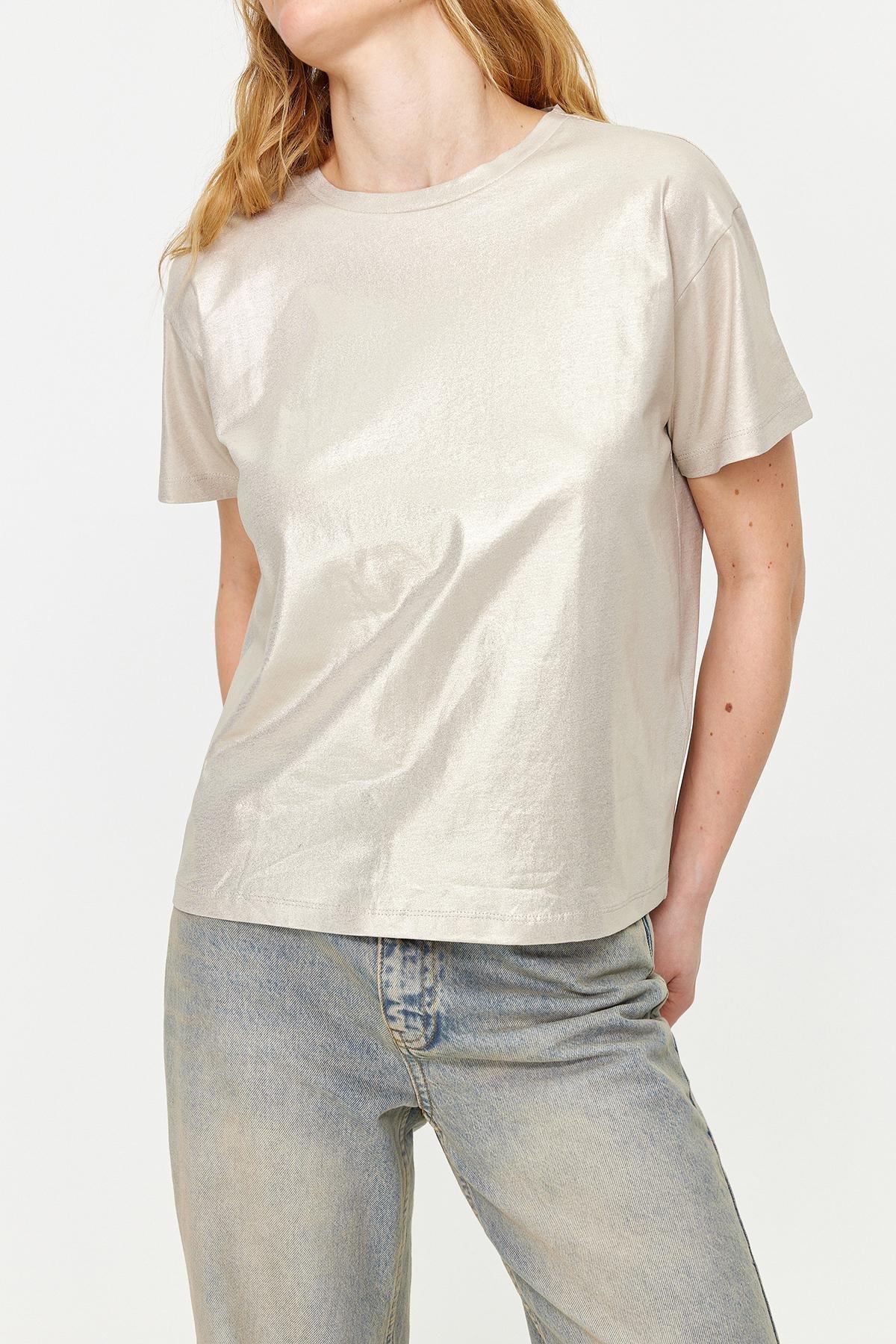 Beige Printed Knitted Blouse, , large image number 3