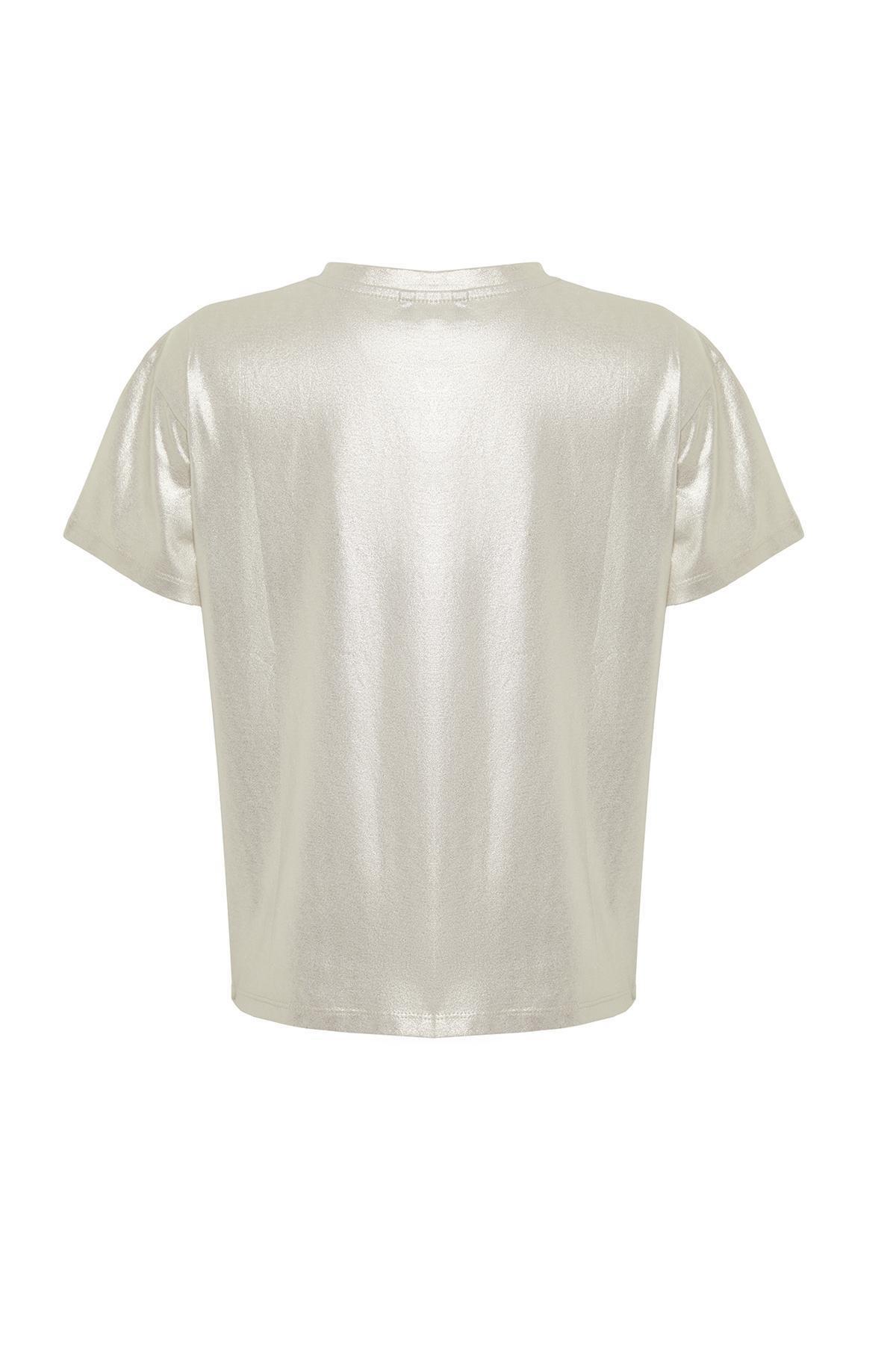 Beige Printed Knitted Blouse, , large image number 6