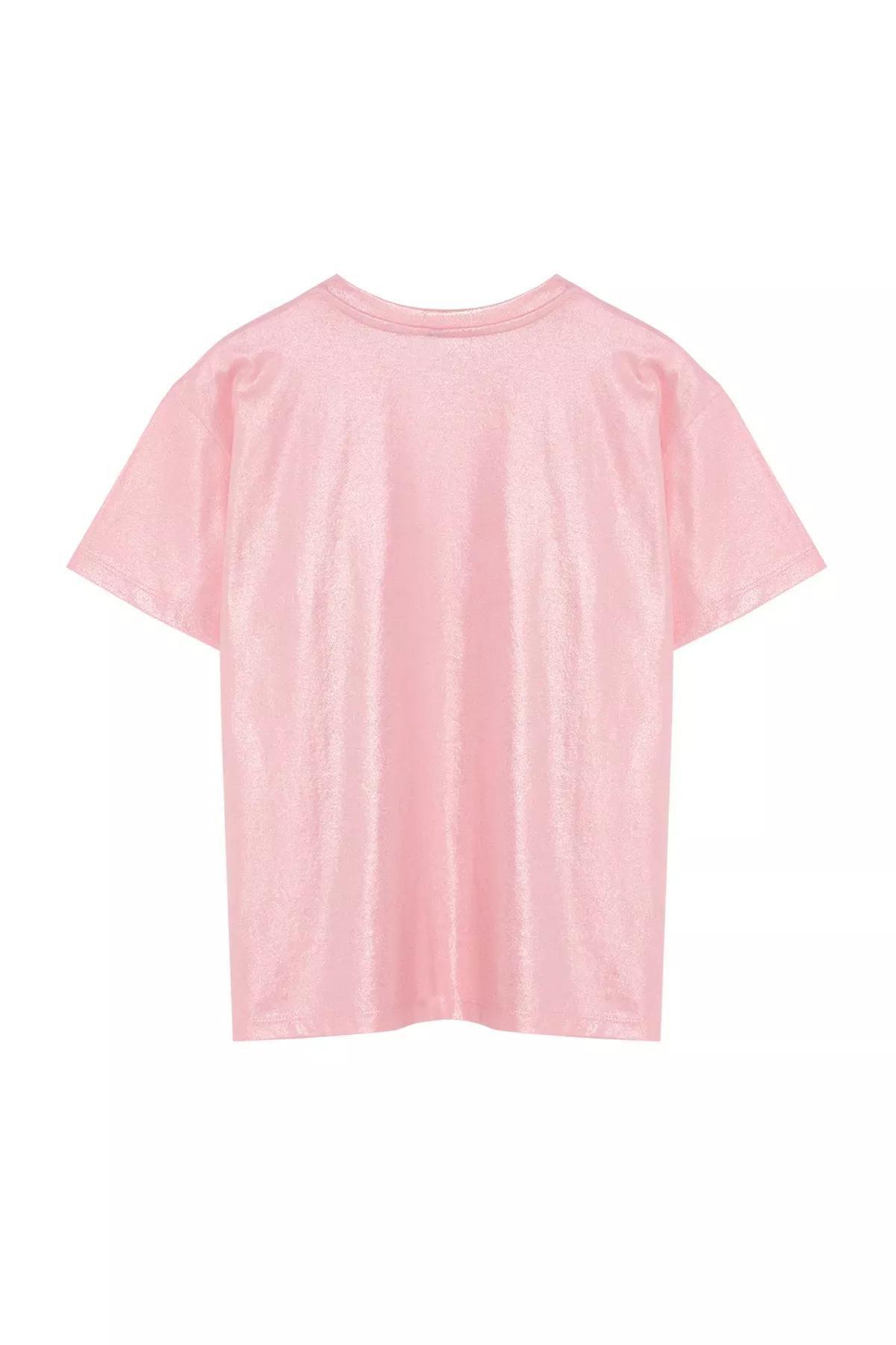 Pink Foil Printed Knit Blouse, Pink, large image number 5