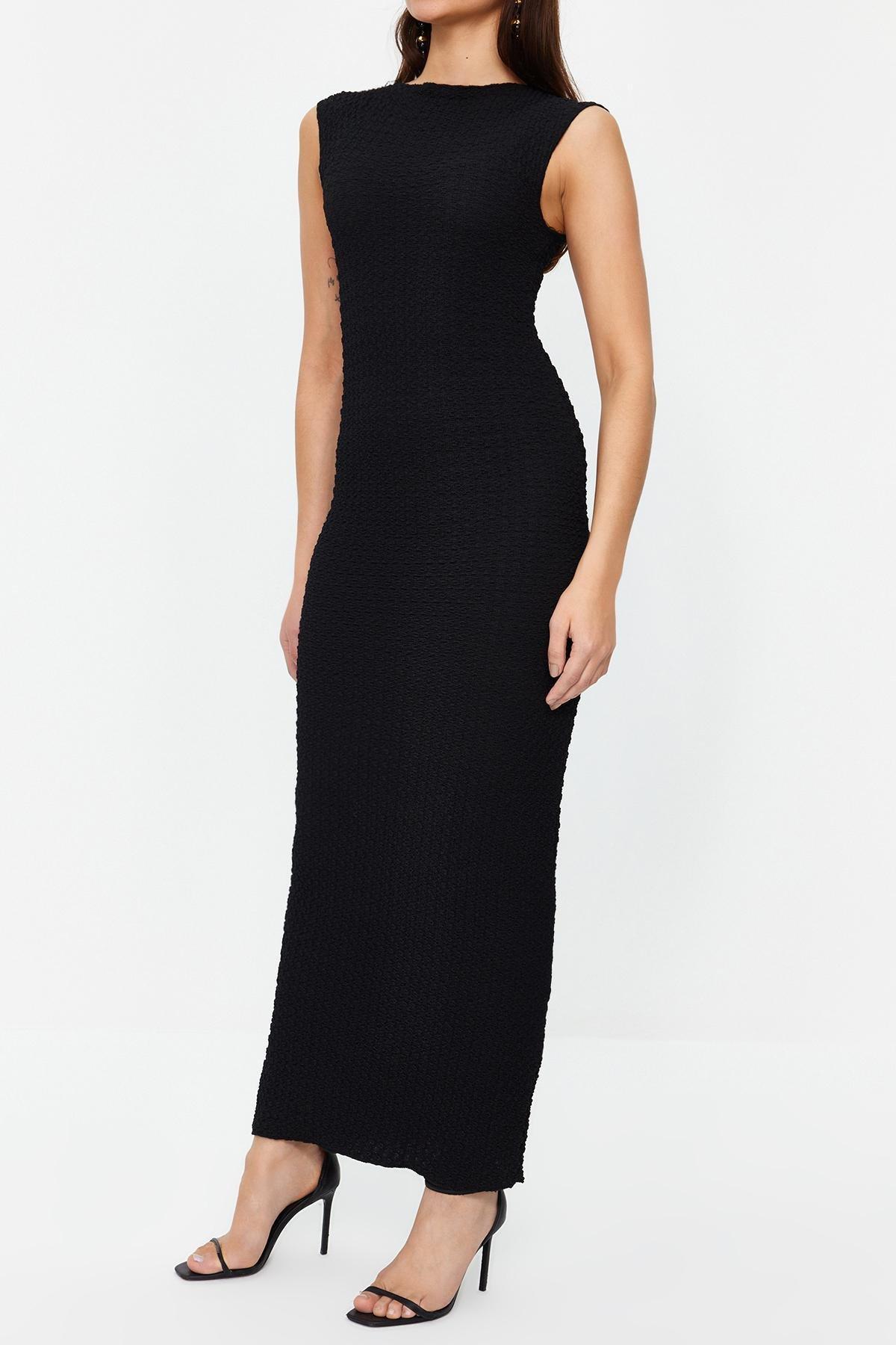 Black Moon Sleeve Knitted Midi Dress, , large image number 2