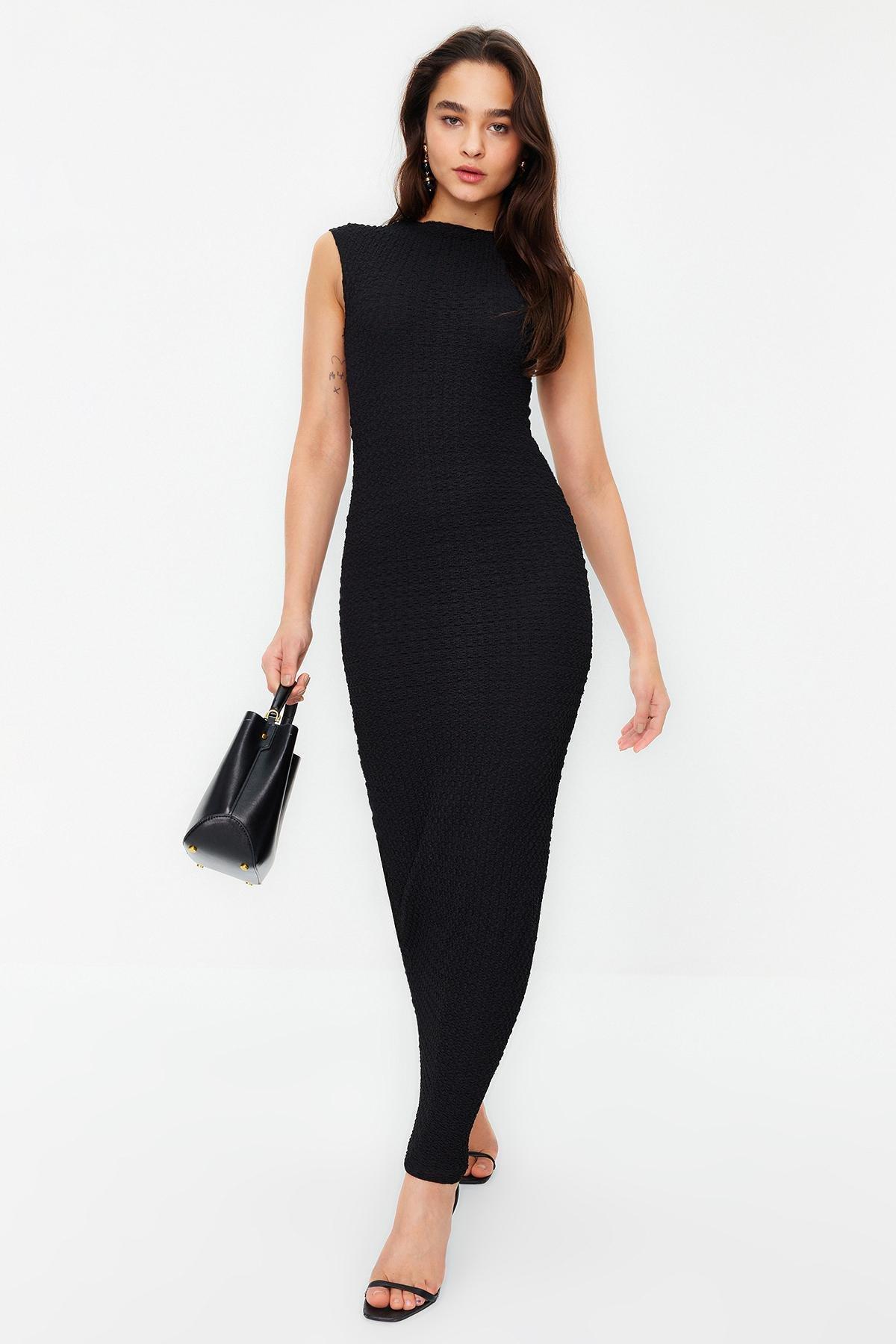 Black Moon Sleeve Knitted Midi Dress, , large image number 4