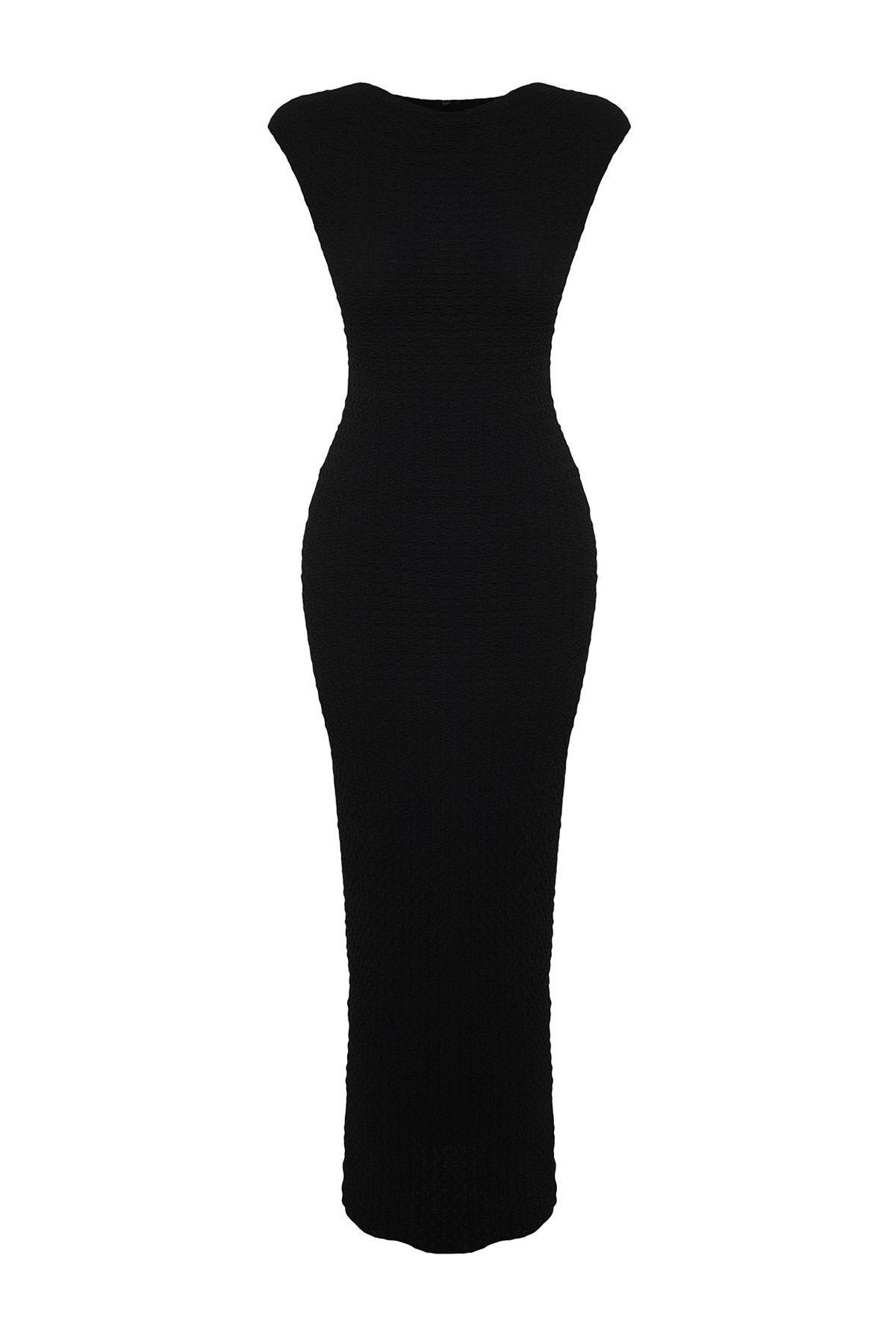 Black Moon Sleeve Knitted Midi Dress, , large image number 5