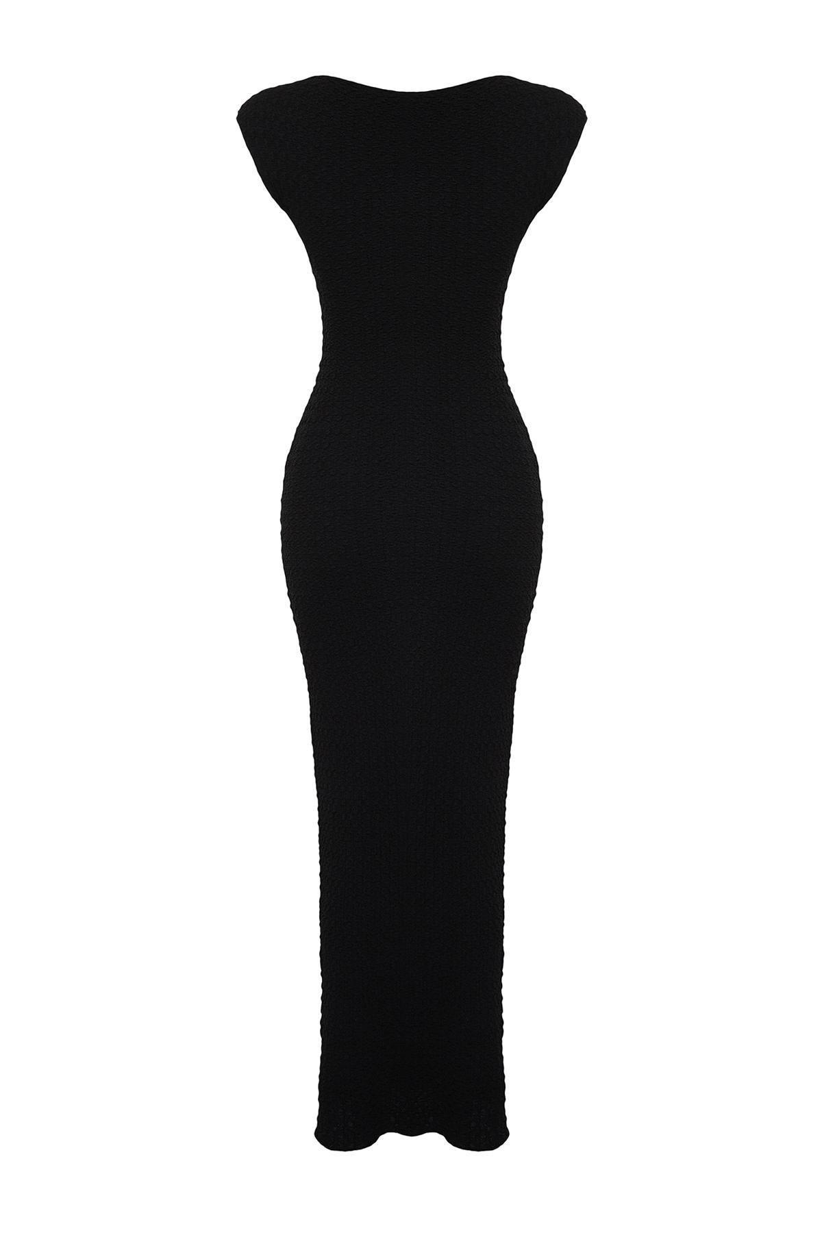 Black Moon Sleeve Knitted Midi Dress, , large image number 6