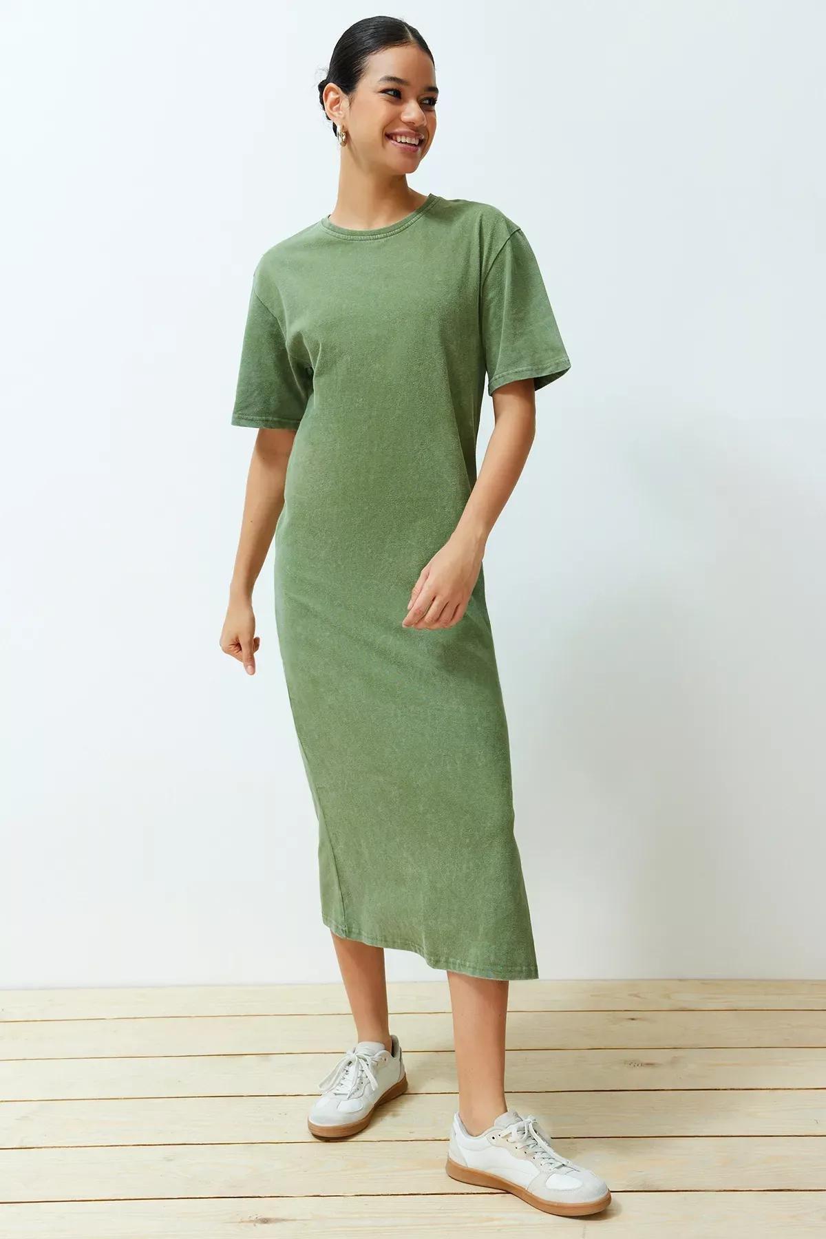 فستان بلون باهت، كاكي, Khaki, large image number 1