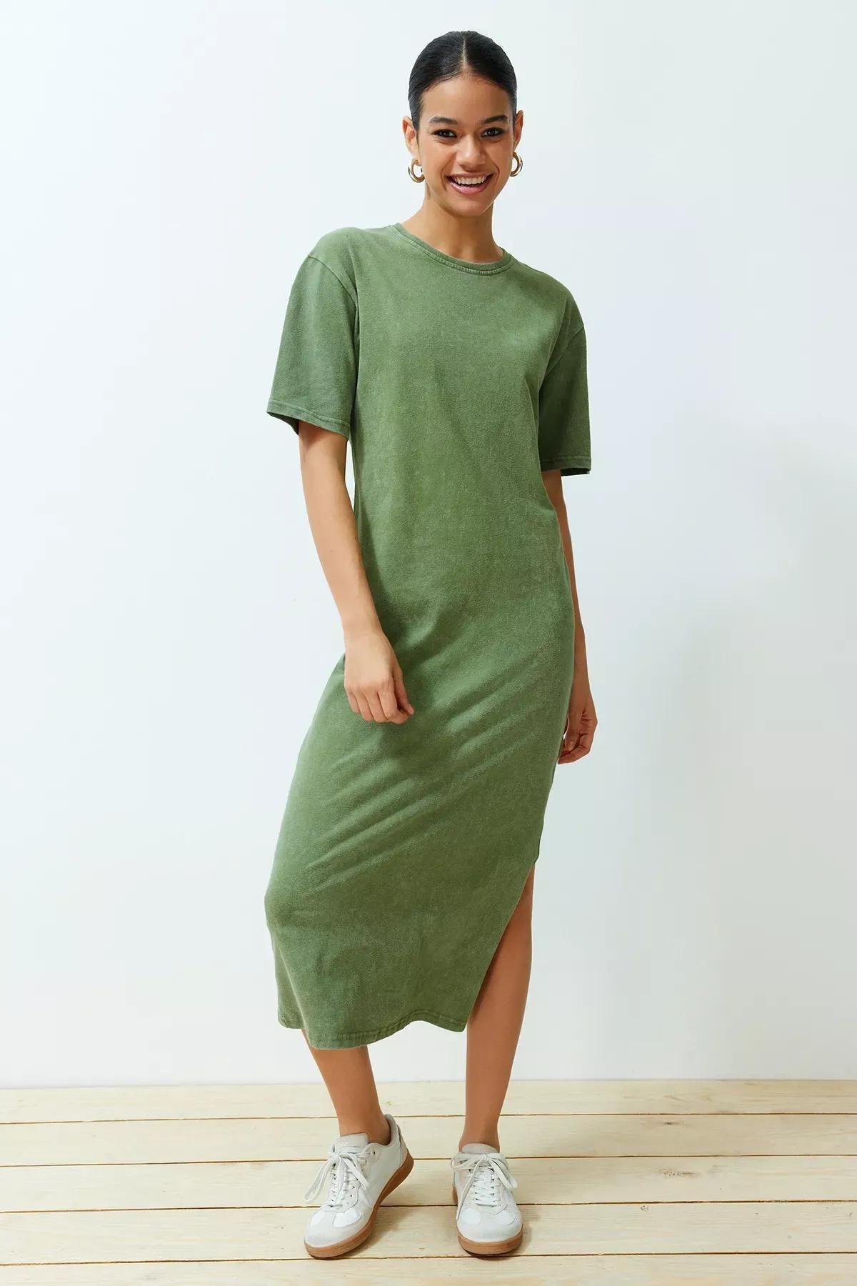 فستان بلون باهت، كاكي, Khaki, large image number 2