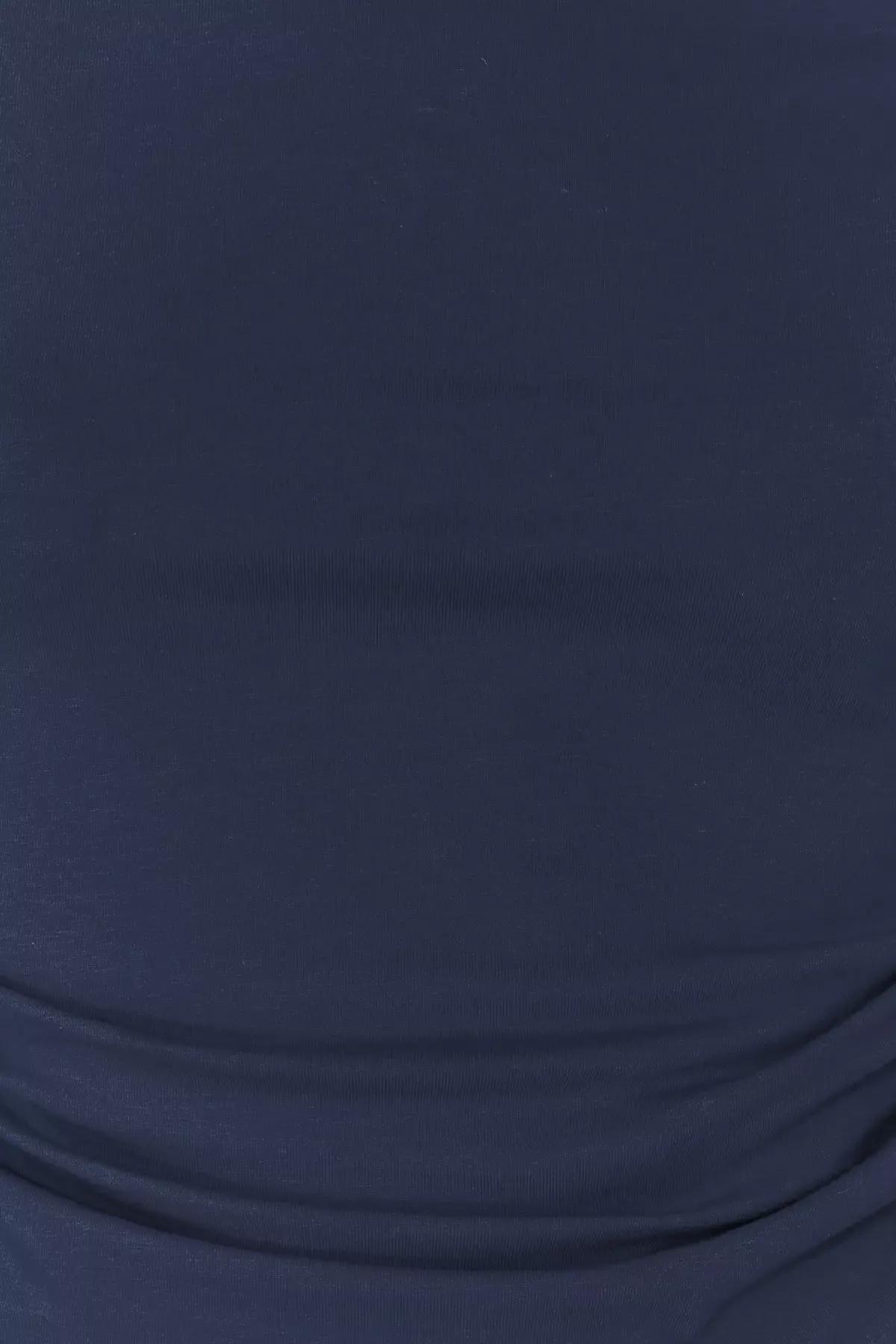 بلوزة بفتحة رقبة غير متماثلة بتصميم مزموم، بنفسجي, Indigo, large image number 3