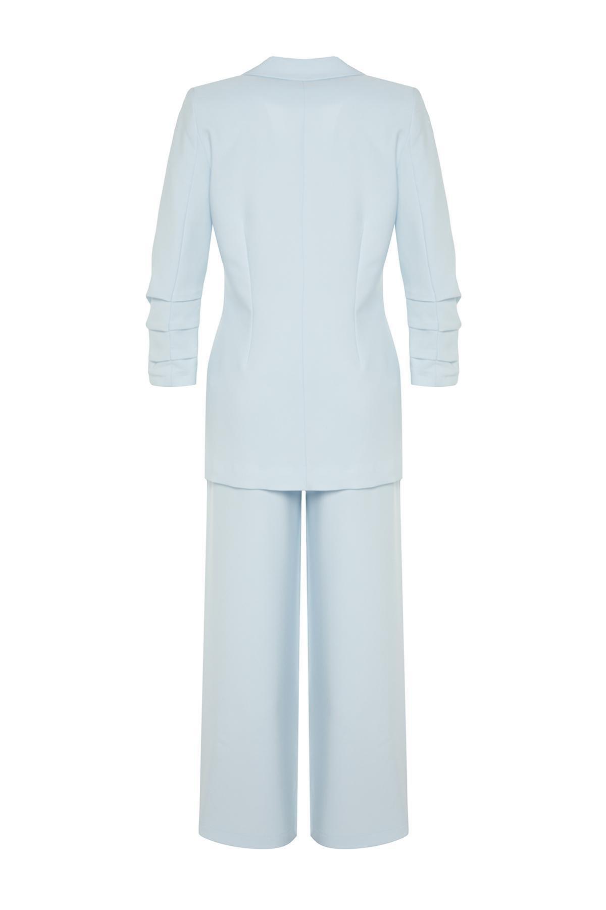 Blue Pearl Detailed Crepe Co-Ord Set, , large image number 7