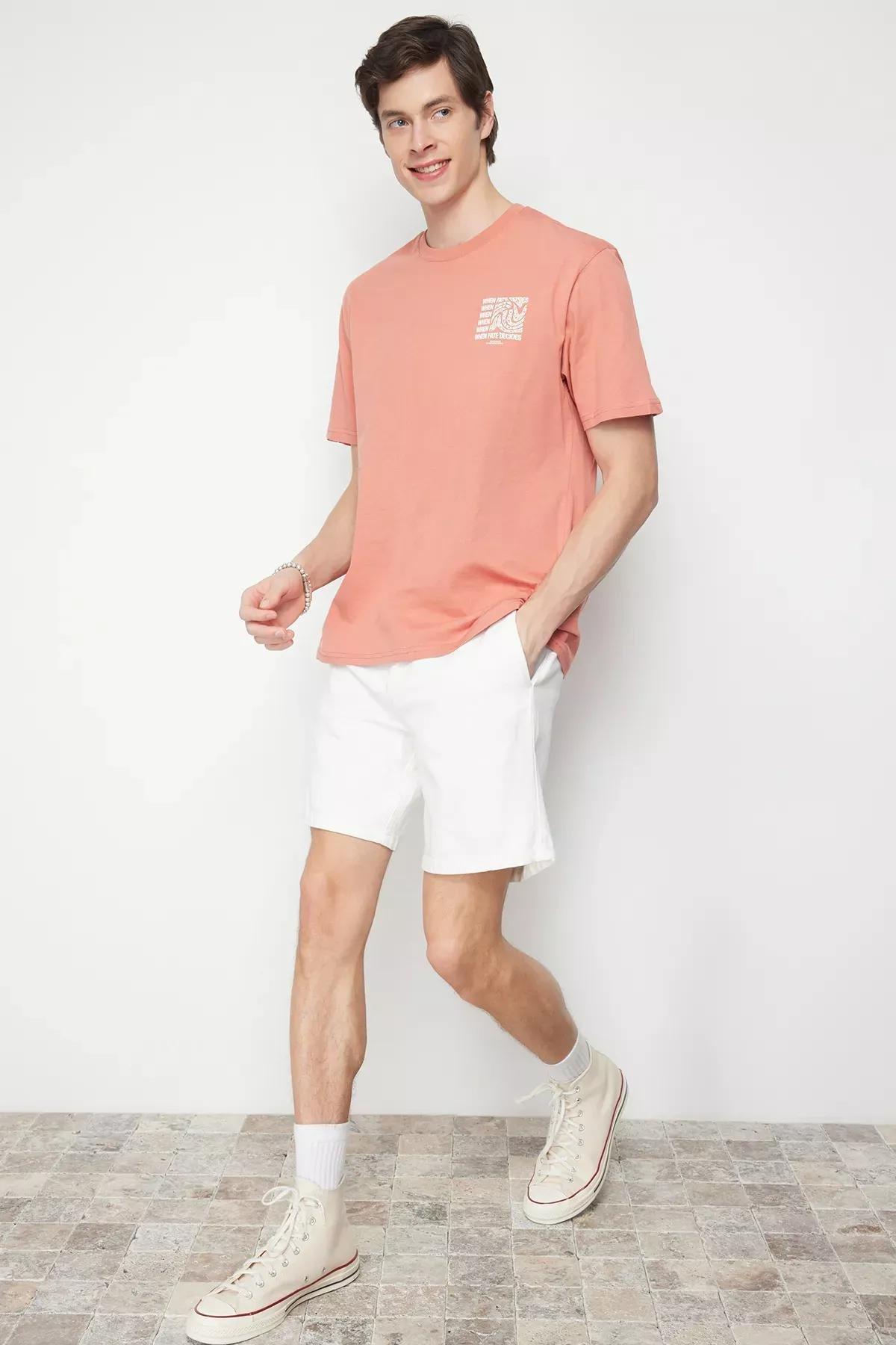 Pink Crew Neck Printed Cotton T-Shirt, C101_4778, large image number 1