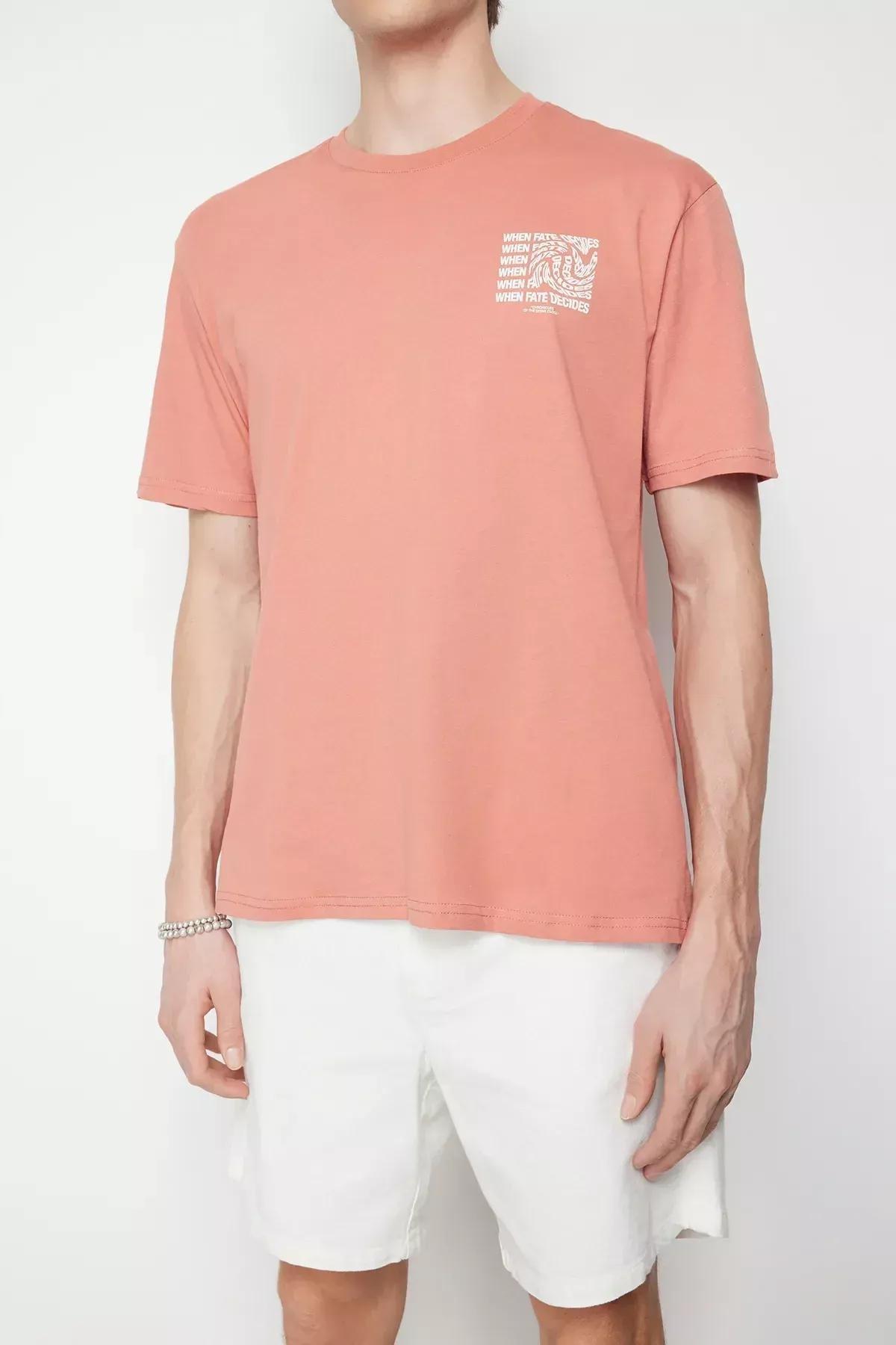 Pink Crew Neck Printed Cotton T-Shirt, C101_4778, large image number 3