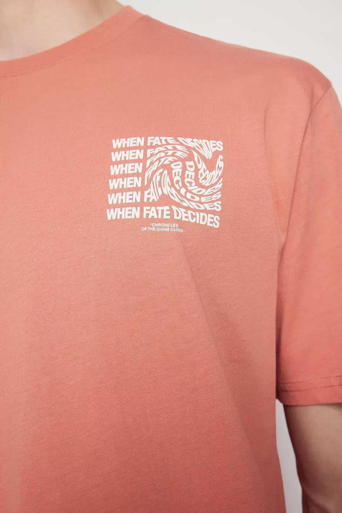 Pink Crew Neck Printed Cotton T-Shirt, C101_4778, large image number 4