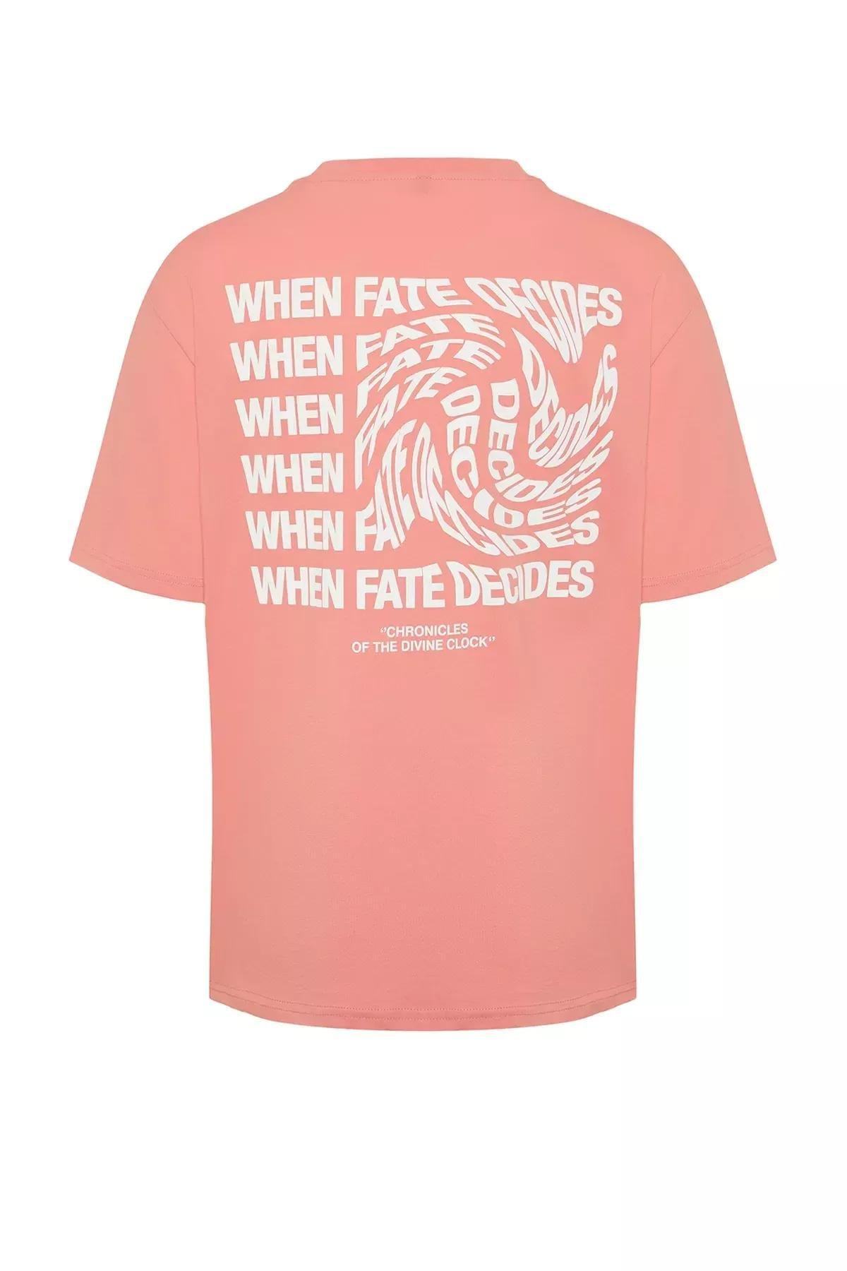 Pink Crew Neck Printed Cotton T-Shirt, C101_4778, large image number 5