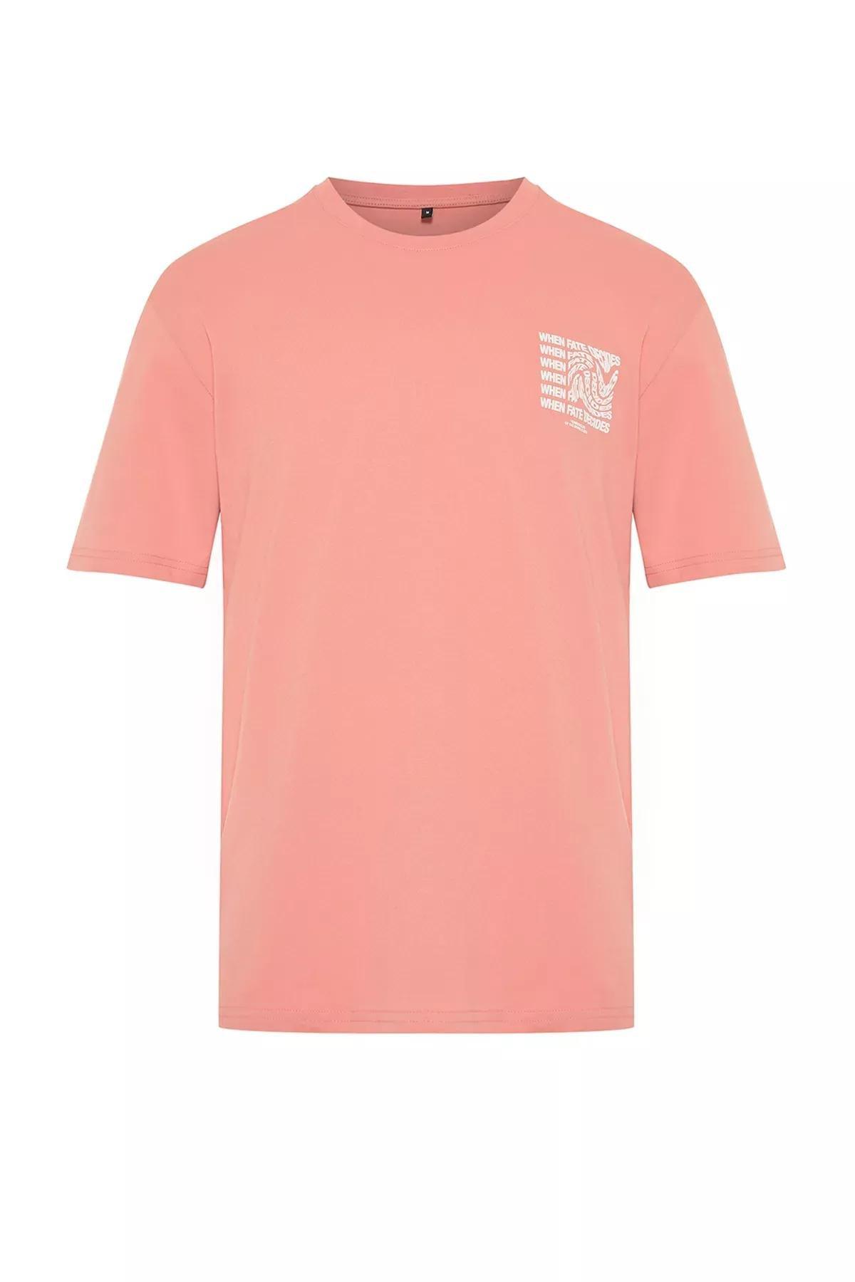 Pink Crew Neck Printed Cotton T-Shirt, C101_4778, large image number 6