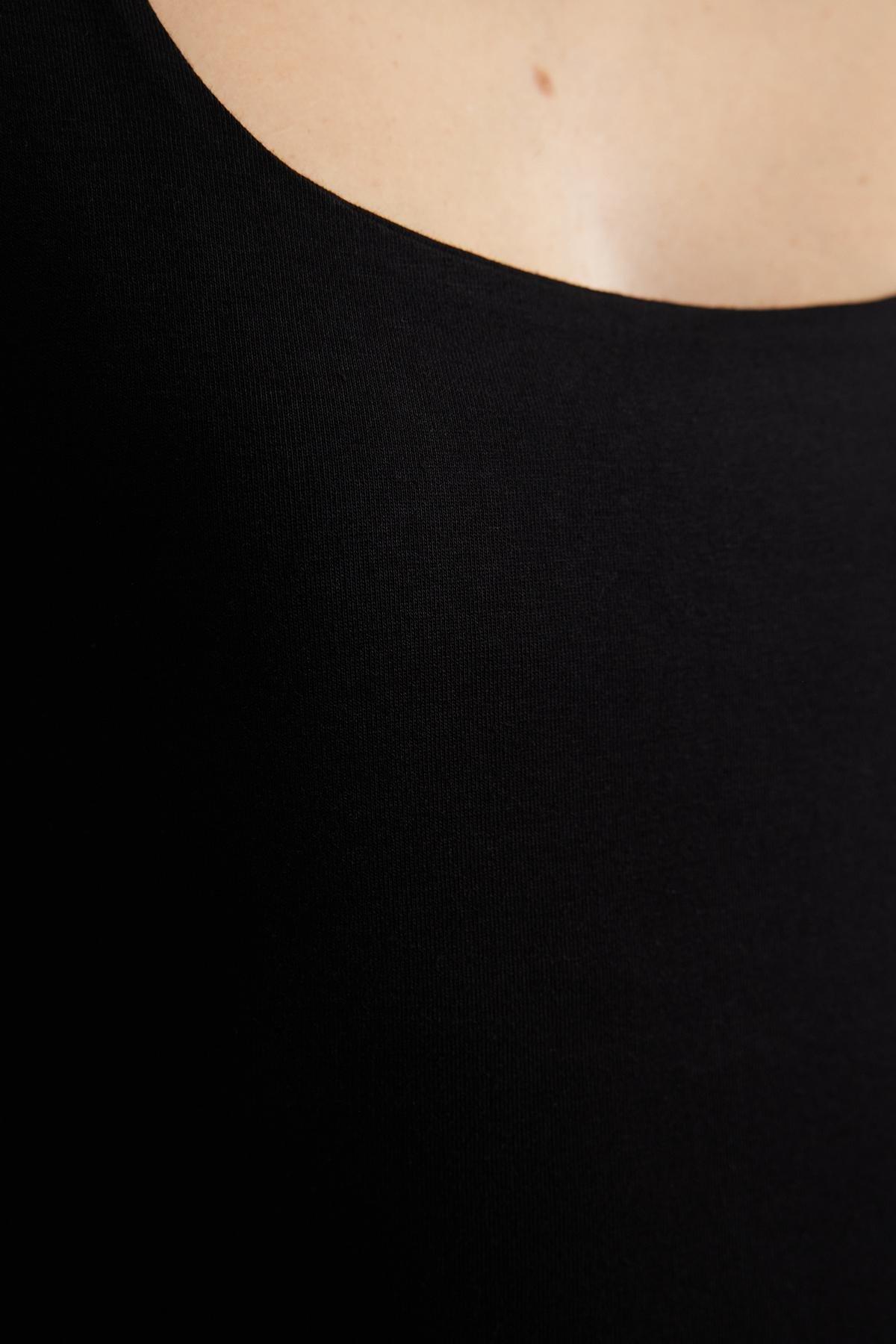 Black Cotton Fitted Knitted Undershirt, , large image number 4