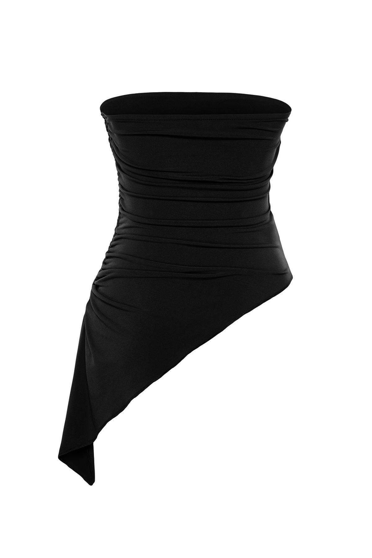 Black Strapless Knitted Blouse, , large image number 5