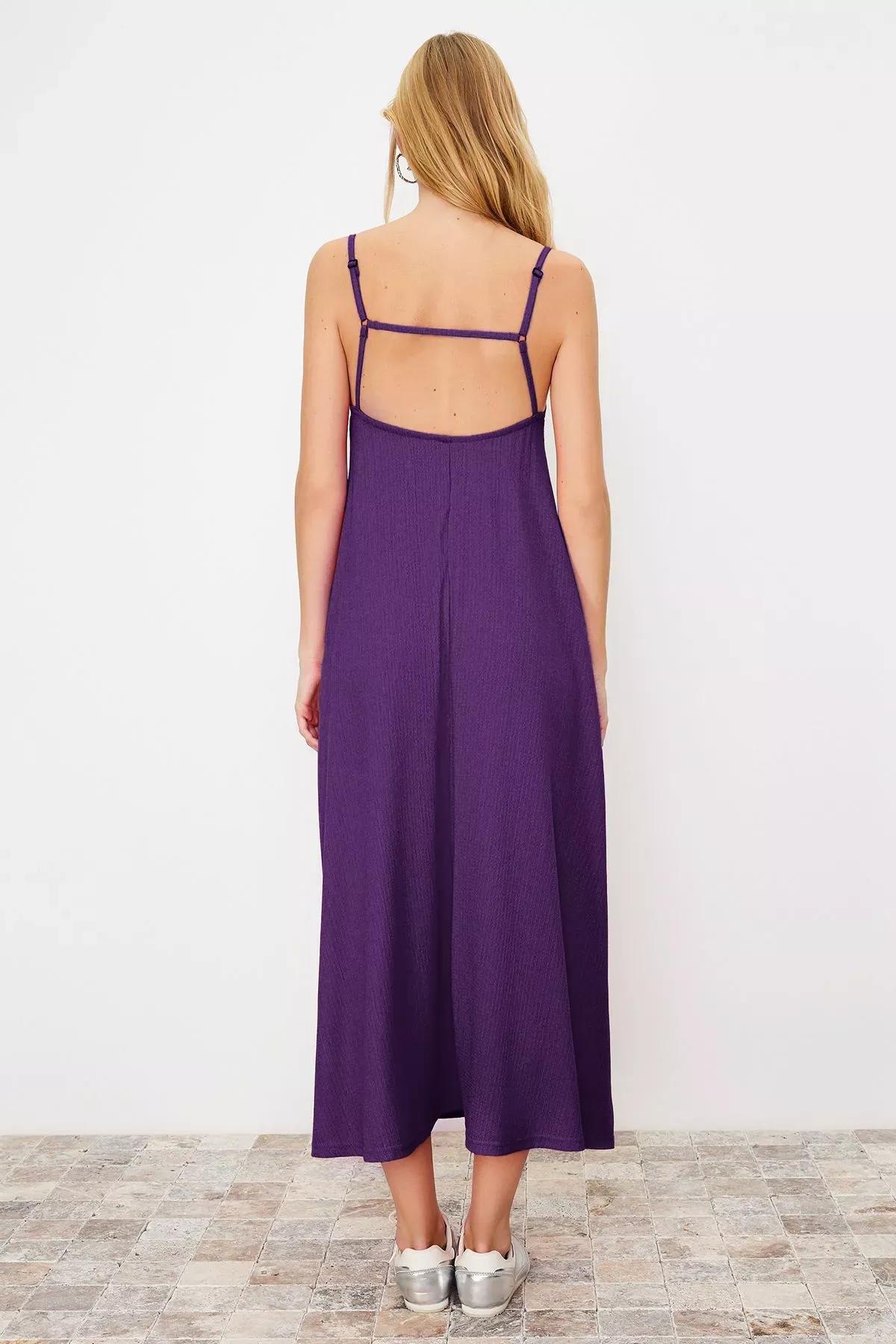 Purple Square Neck A-Line Maxi Dress, , large image number 3