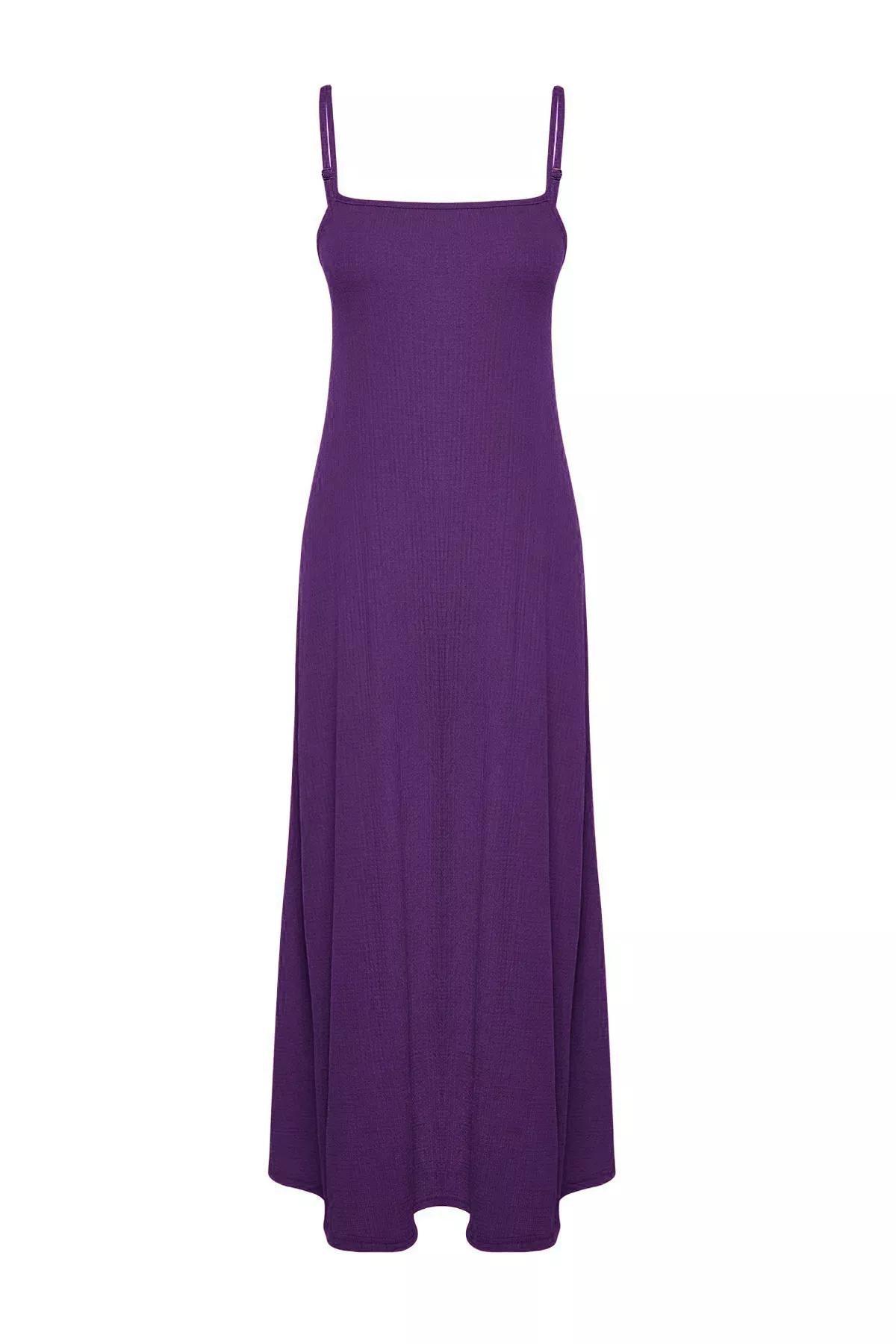 Purple Square Neck A-Line Maxi Dress, , large image number 4