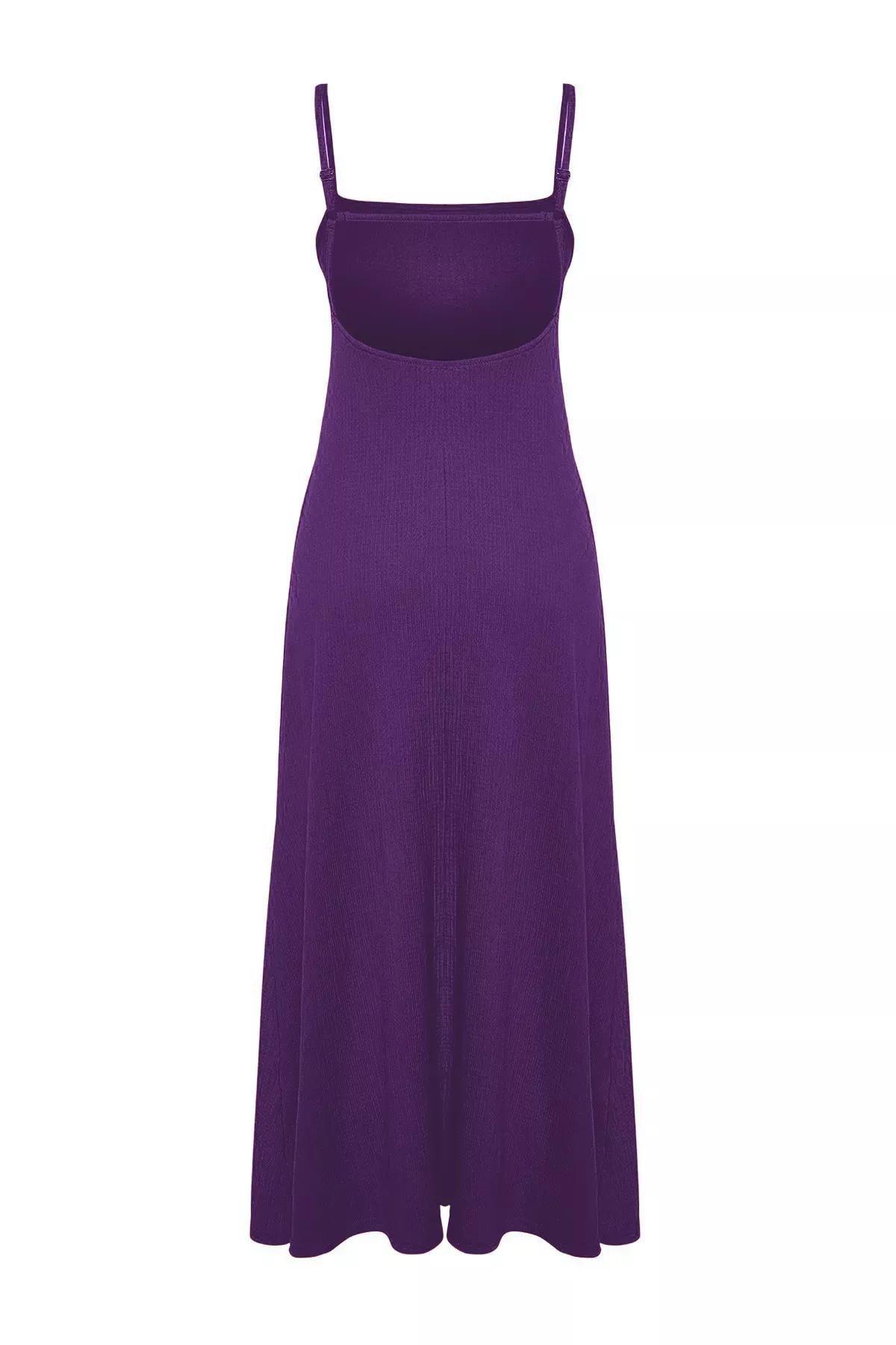 Purple Square Neck A-Line Maxi Dress, , large image number 5