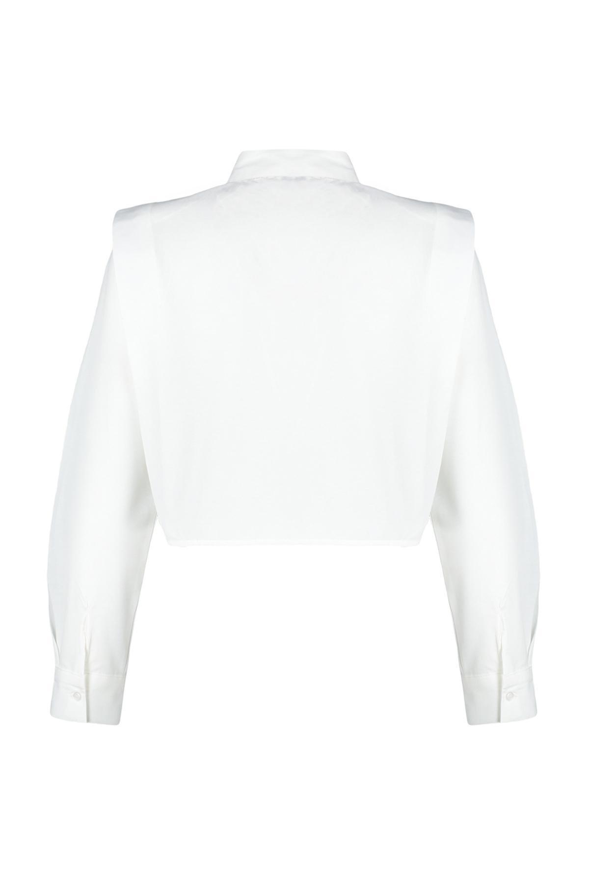 Ecru Textured Crop Shirt, , large image number 6