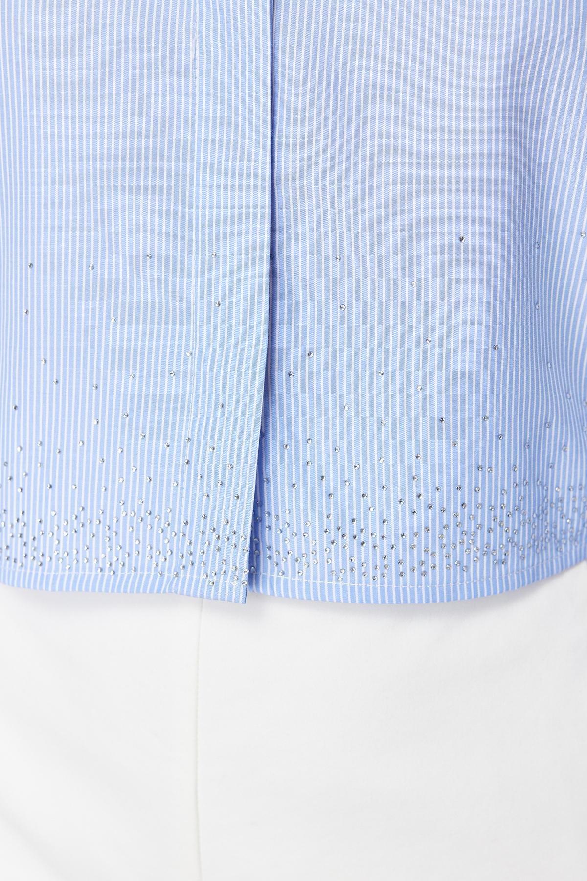 Blue Stoned Crop Woven Shirt, , large image number 4