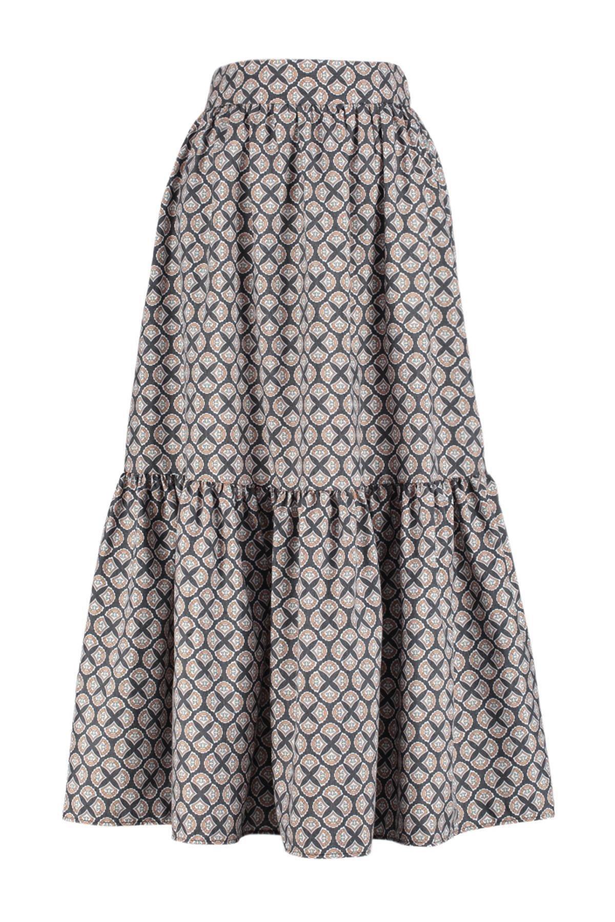 Trendyol - Multicolour Patterned Flared Maxi Skirt