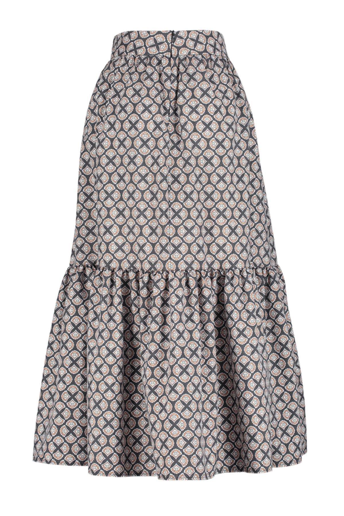 Multicolour Patterned Flared Maxi Skirt, , large image number 6