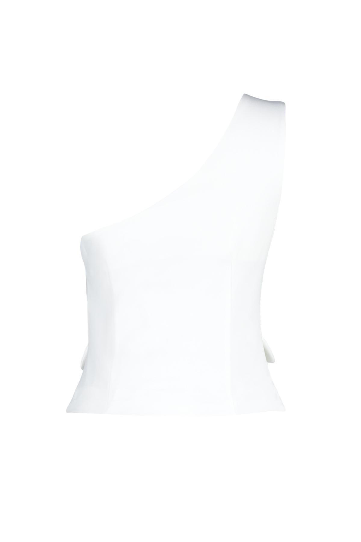 Ecru Fitted Single Sleeve Vest, , large image number 6