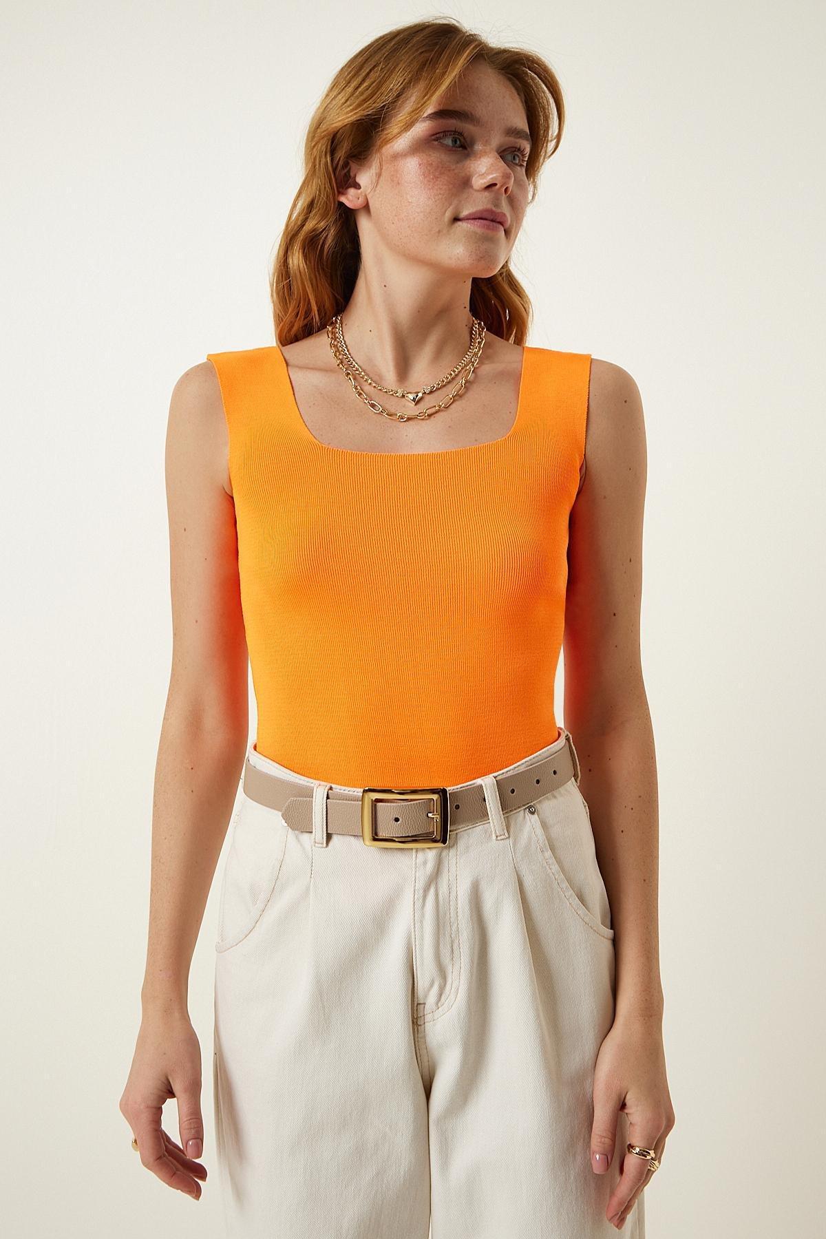 Orange Plain Blouse, Orange, large image number 4