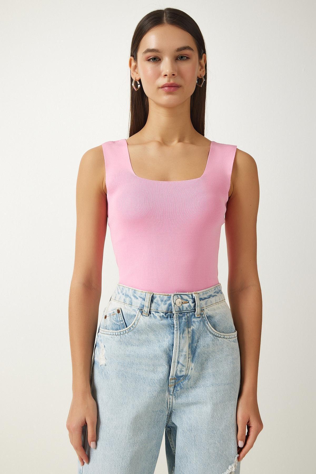 بلوزة سادة، وردي, Pink, medium