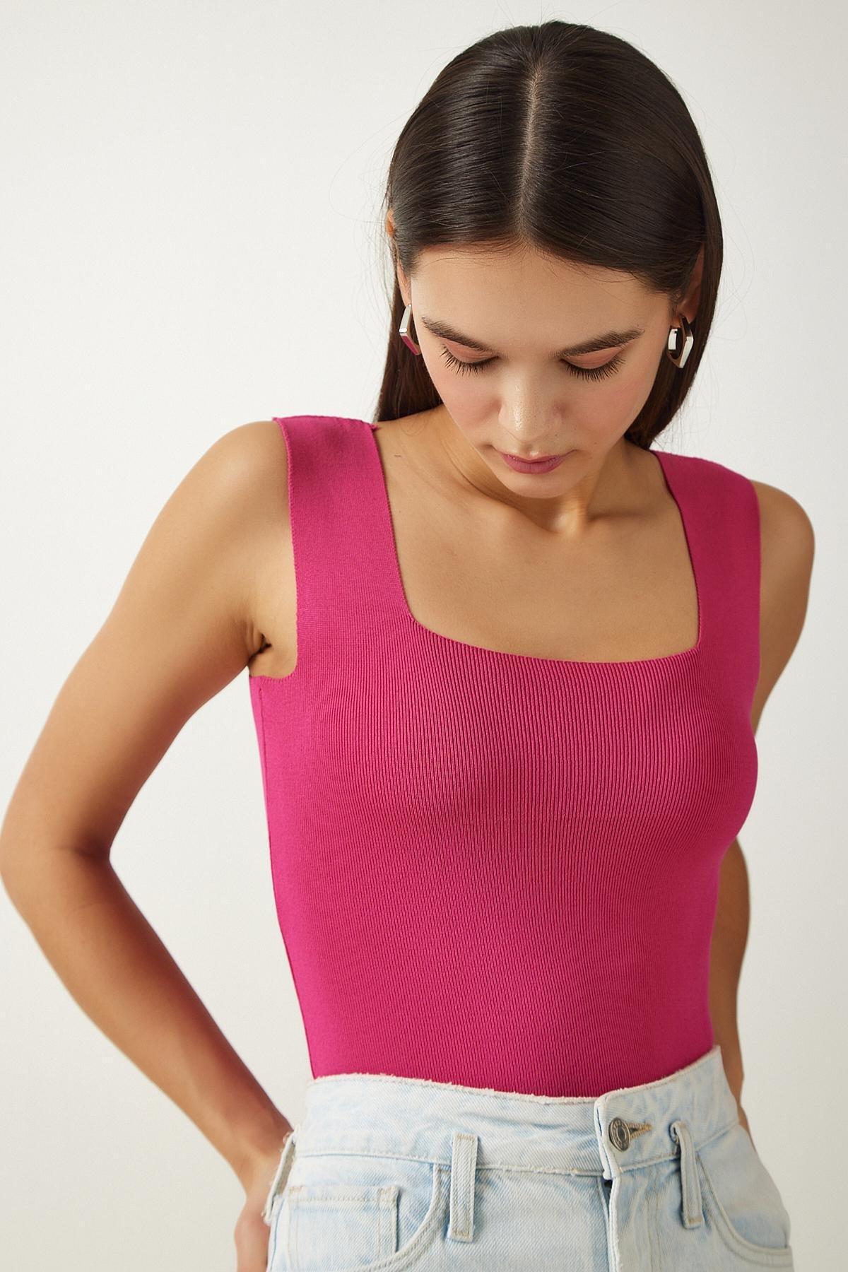 Pink Plain Blouse, Vivid Pink, large image number 1